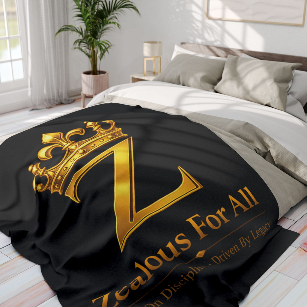 ZFA Throw Blanket — Black Arctic Fleece Blanket Printify