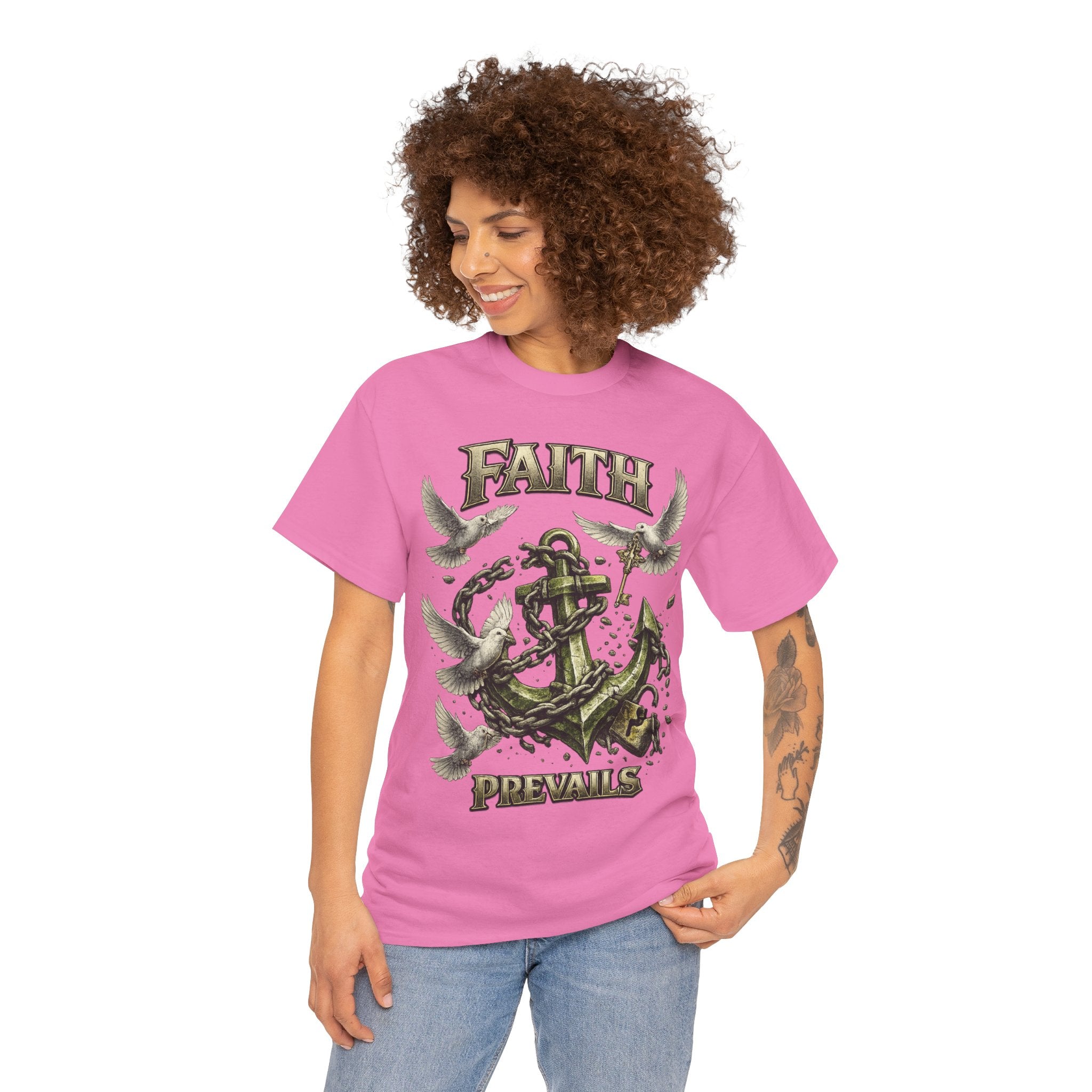 Adult Faith Prevails Anchor T-Shirt (Green Anchor) Printify