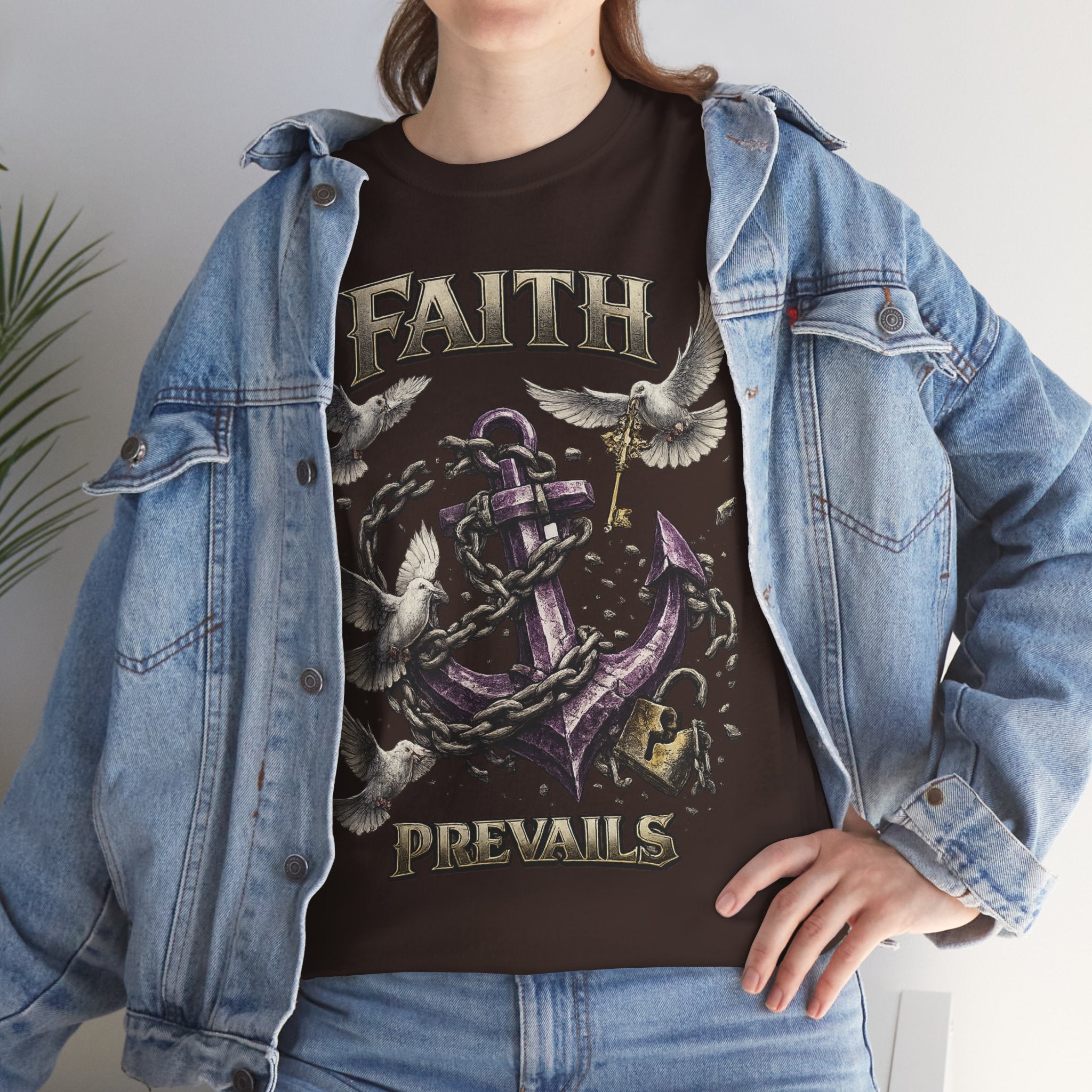 Adult Faith Prevails T‑Shirt (Purple Anchor) Printify