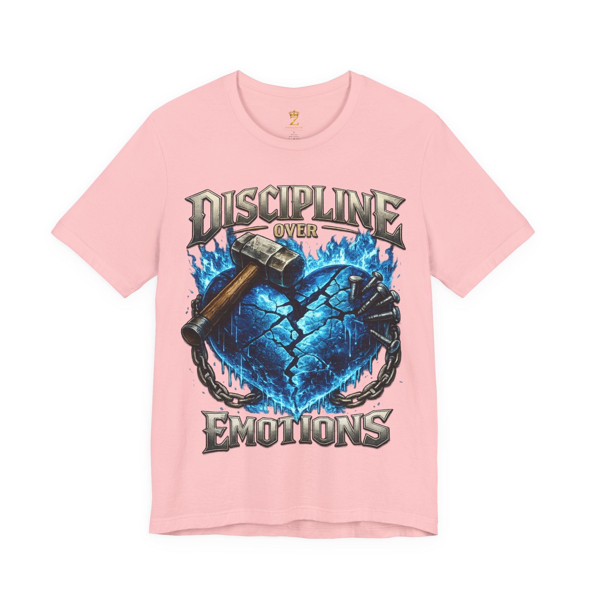 Discipline Over Emotions Premium Graphic T-Shirt (Blue Heart) Printify