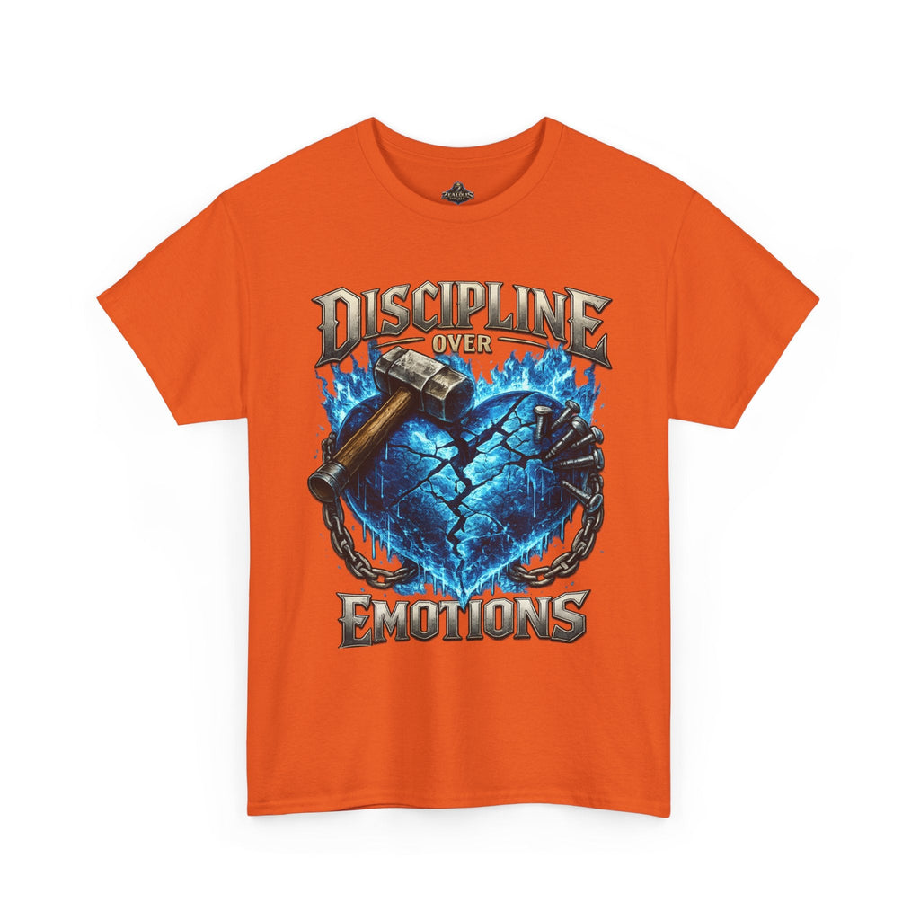 Discipline Over Emotions Graphic T-Shirt (Blue Heart) Printify