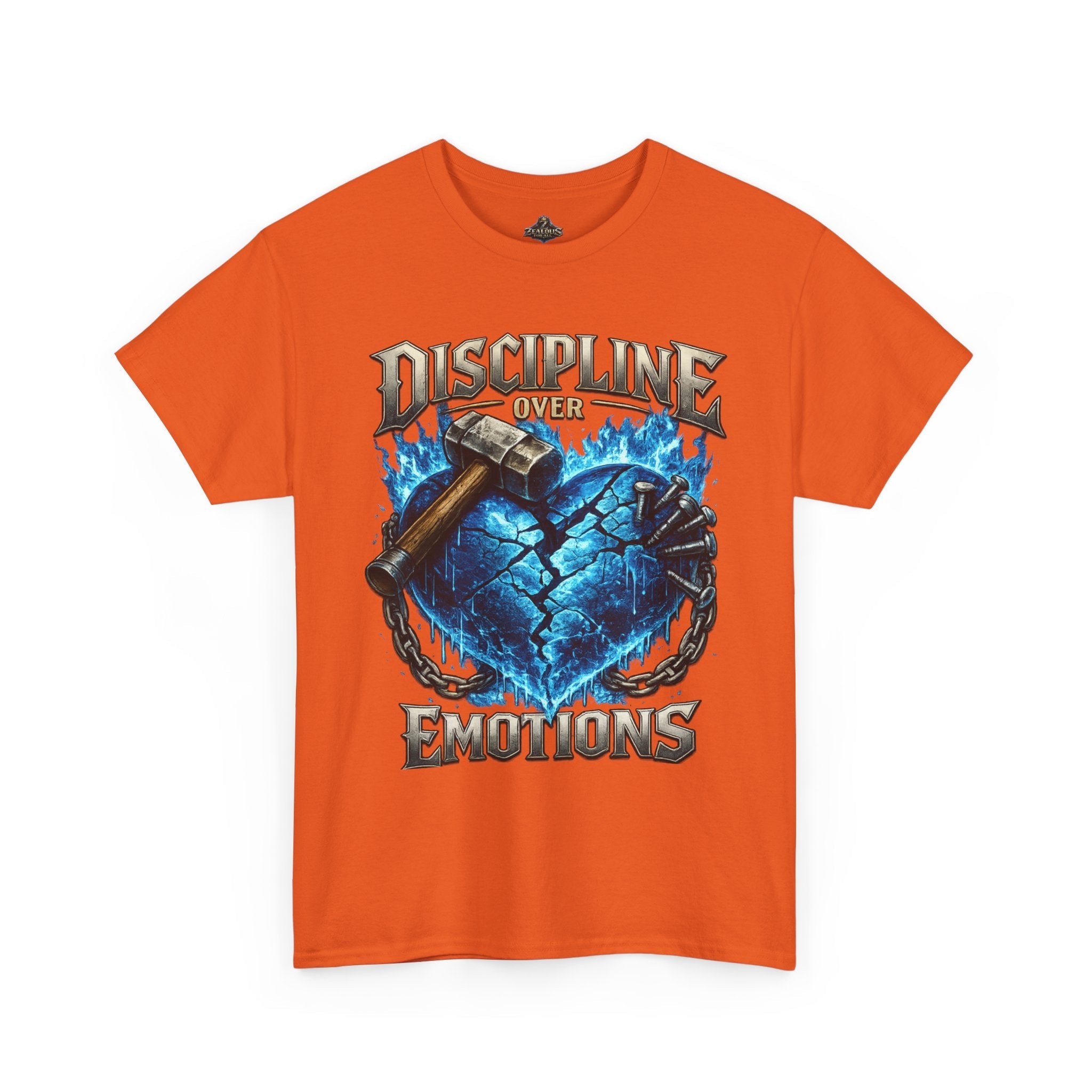 Discipline Over Emotions Graphic T-Shirt (Blue Heart) Printify