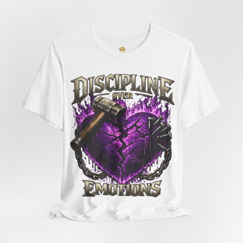 Discipline Over Emotions Premium Graphic T-Shirt (Purple Heart) Printify