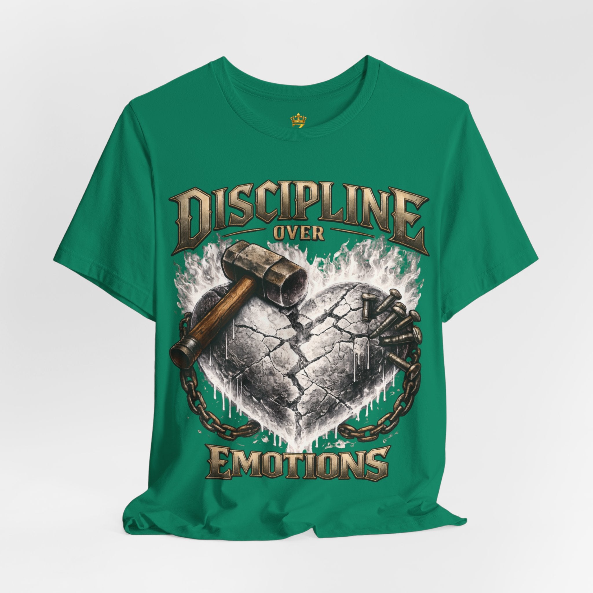 Discipline Over Emotions Premium Graphic T-Shirt (White Heart) Printify
