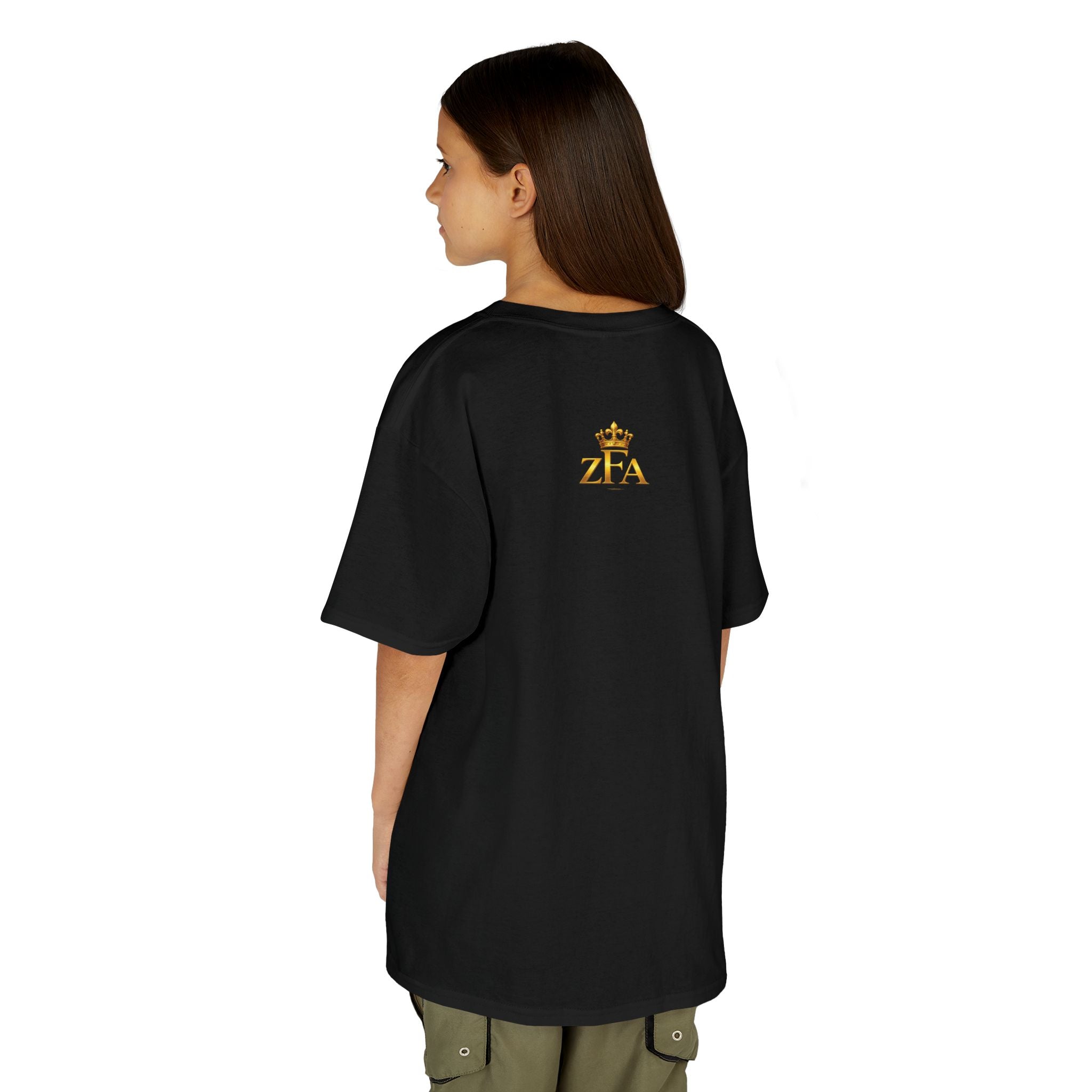 First Kids Zealous For All T-Shirt Drop 01 — Gold Logo Kids Tee Printify