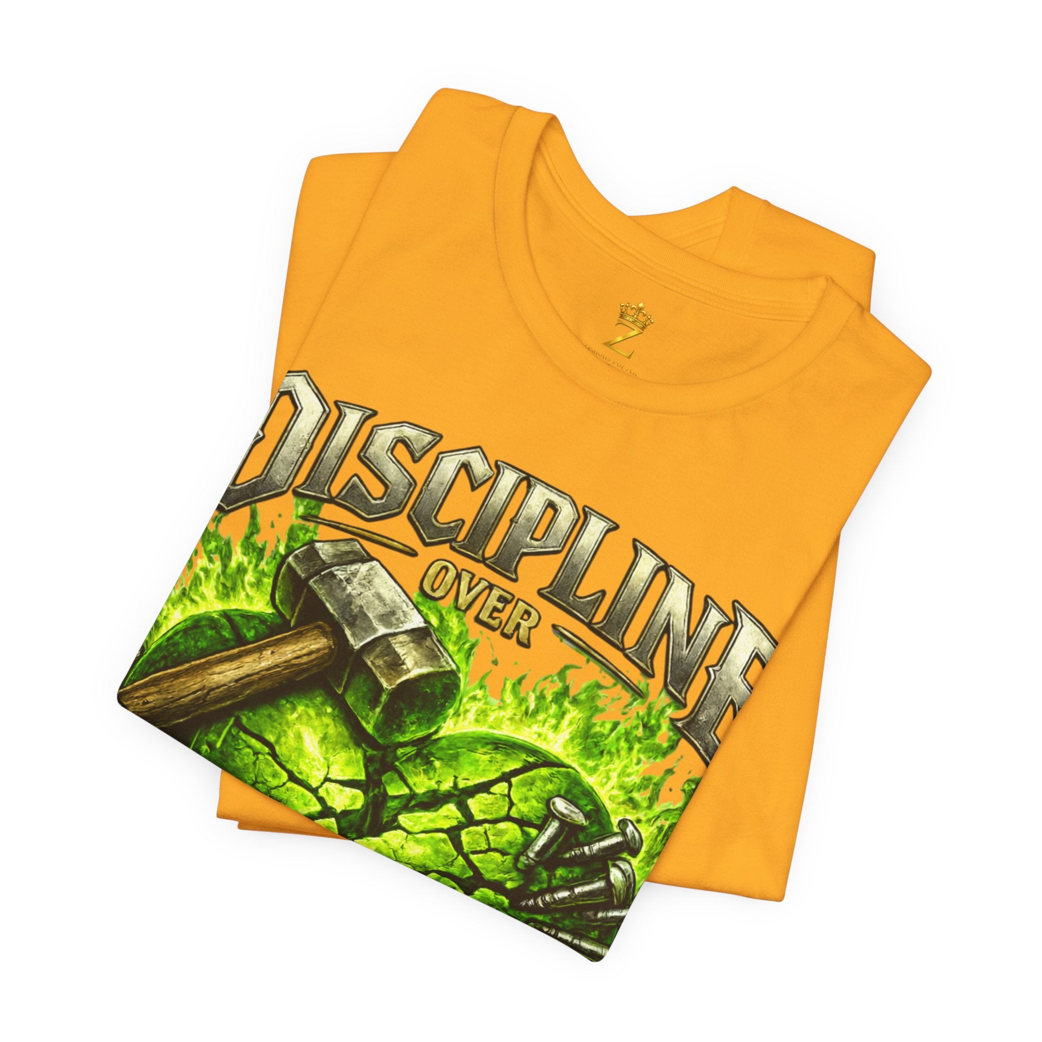 Discipline Over Emotions Premium Graphic T-Shirt (Lime Green Heart) Printify