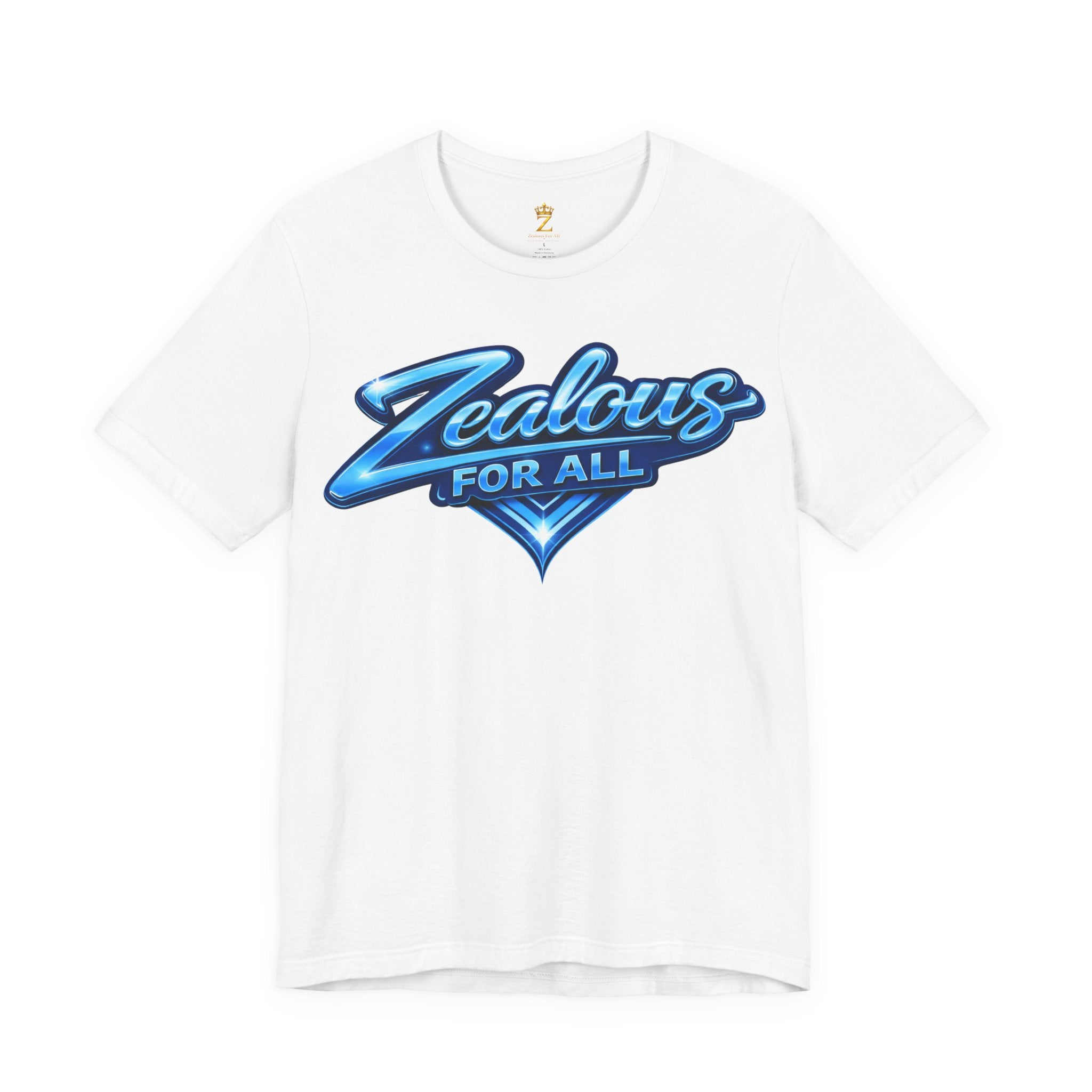 Zealous For All Graphic T-Shirt (Blue Logo) Printify