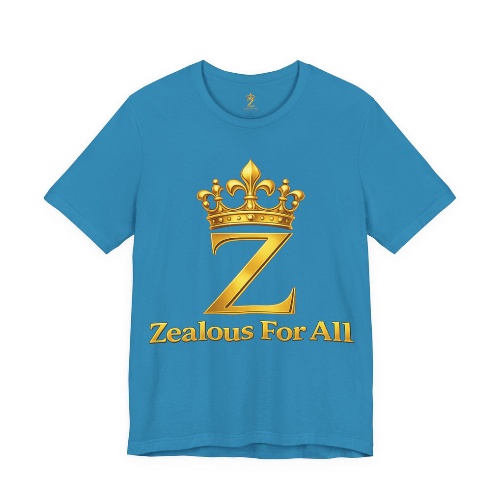Unisex Zealous For All T-Shirt (Gold Logo) Printify