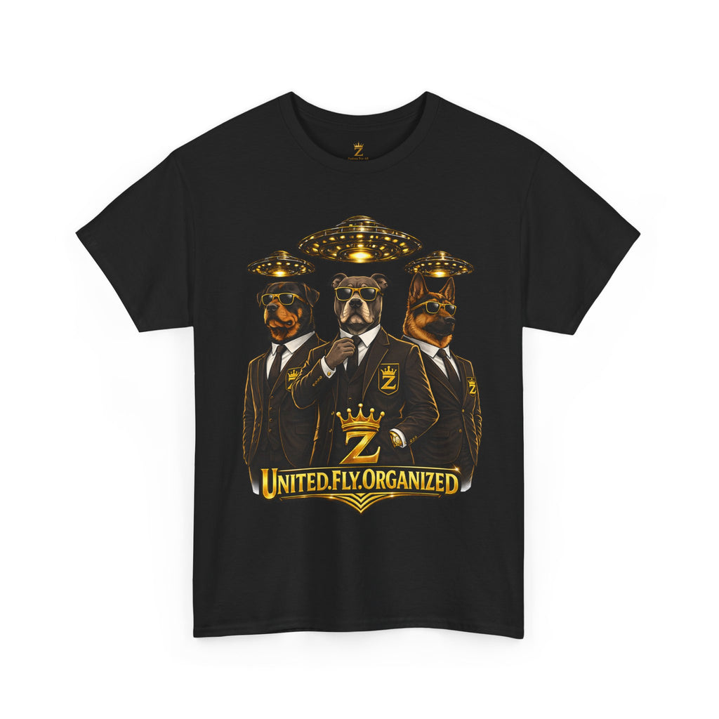 Adult "United. Fly. Organized." Graphic Tee (Gold) Printify