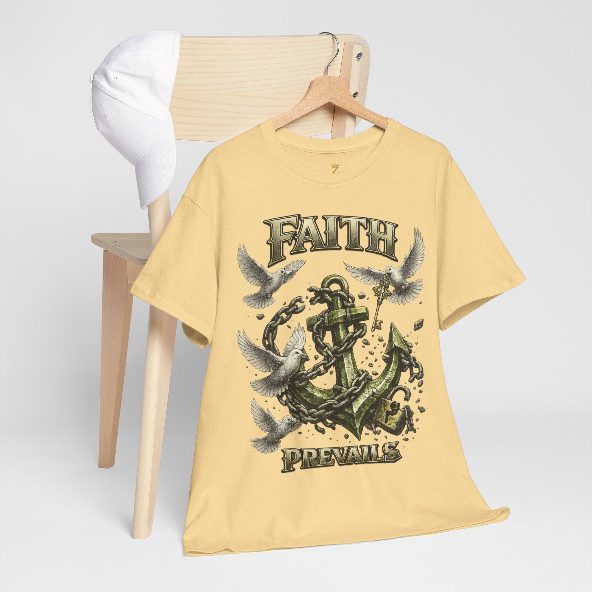 Adult Faith Prevails Anchor T-Shirt (Green Anchor) Printify