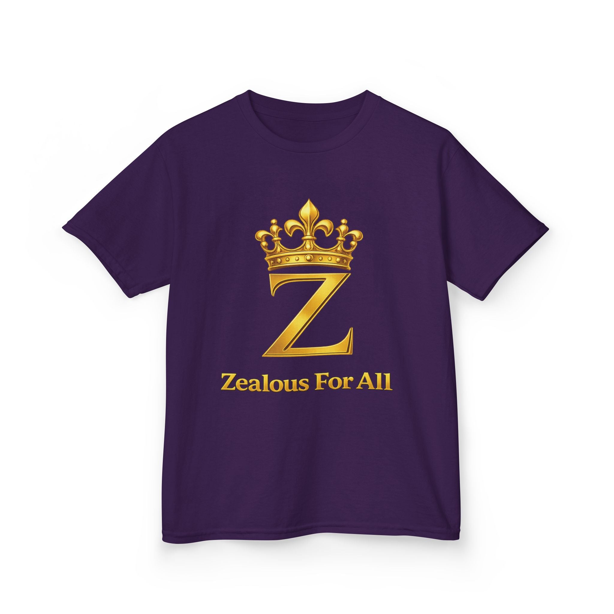 First Kids Zealous For All T-Shirt Drop 01 — Gold Logo Kids Tee Printify