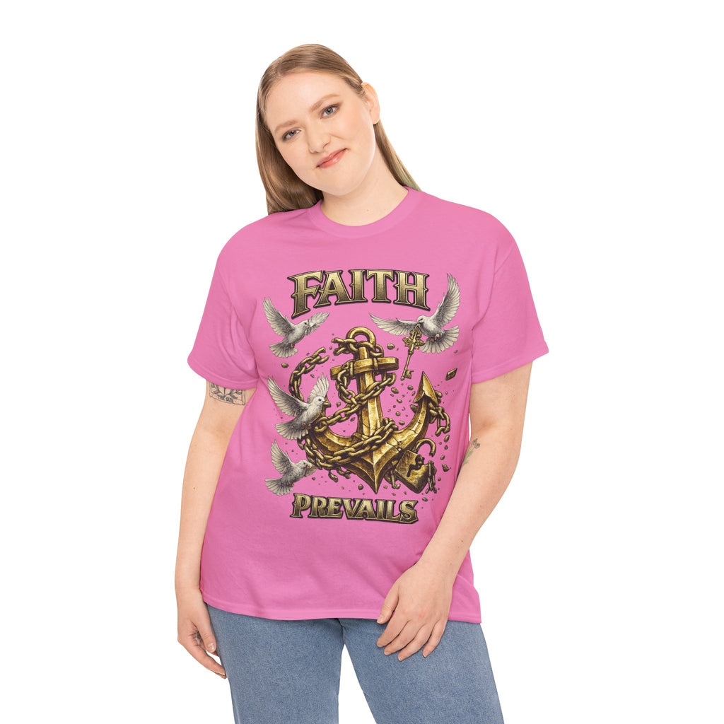 Adult Faith Prevails Anchor T-Shirt (Gold Anchor) Printify