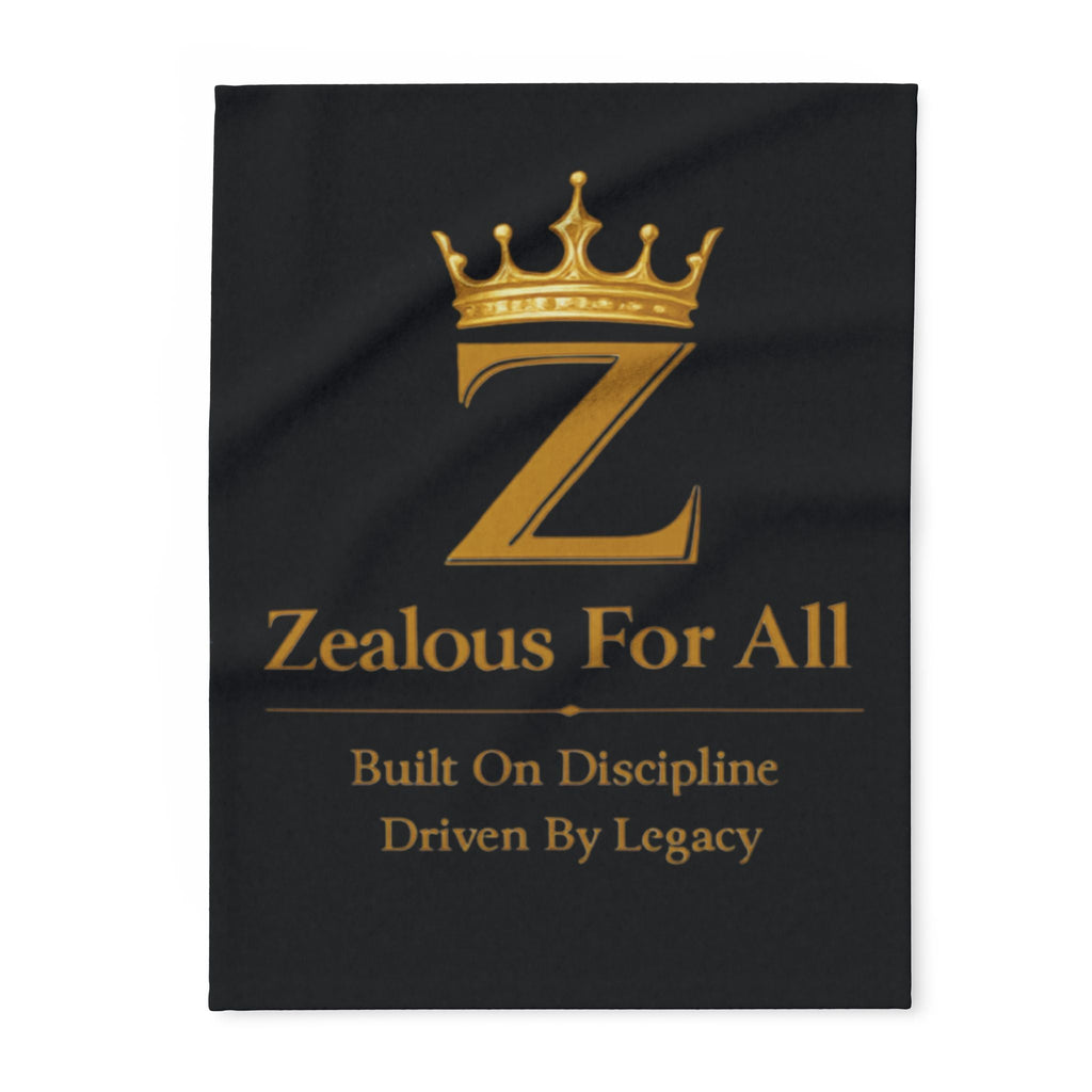 First Zealous For All Gold Crown Throw Drop 01 — Black Arctic Fleece Blanket Printify