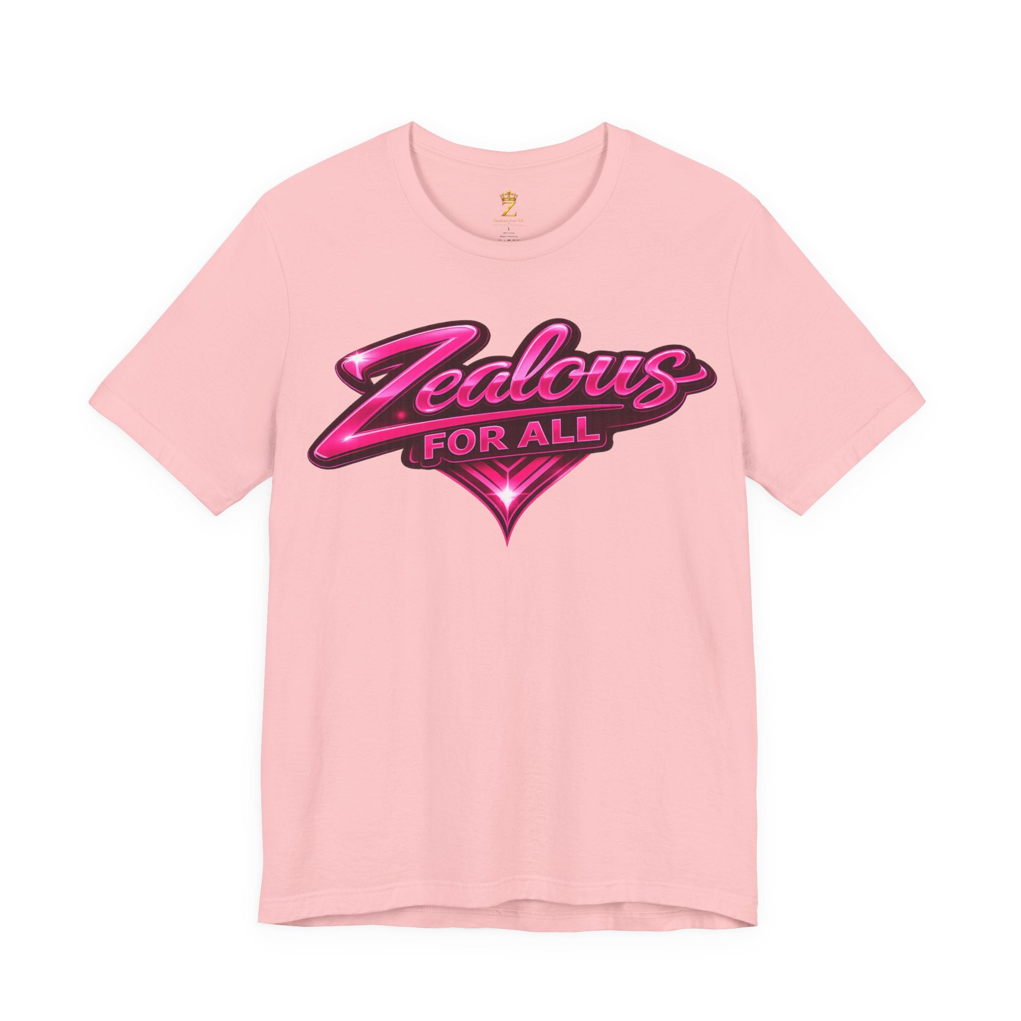 Zealous For All Graphic T-Shirt (Hot Pink Logo) Printify
