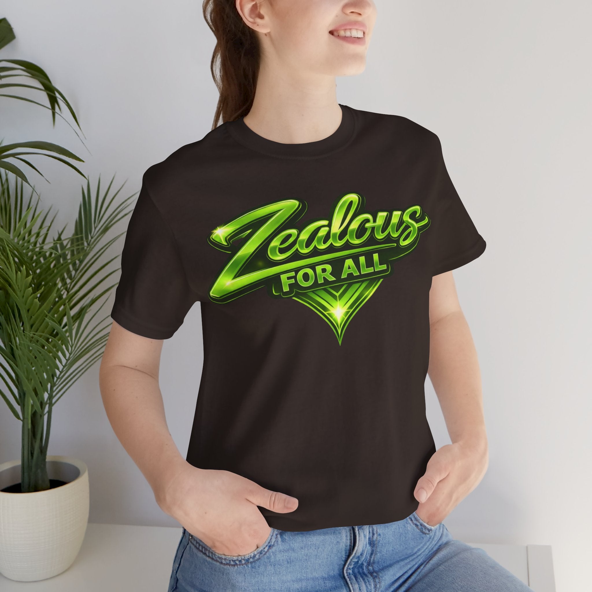 Zealous For All Graphic T-Shirt (Lime Green Logo) Printify