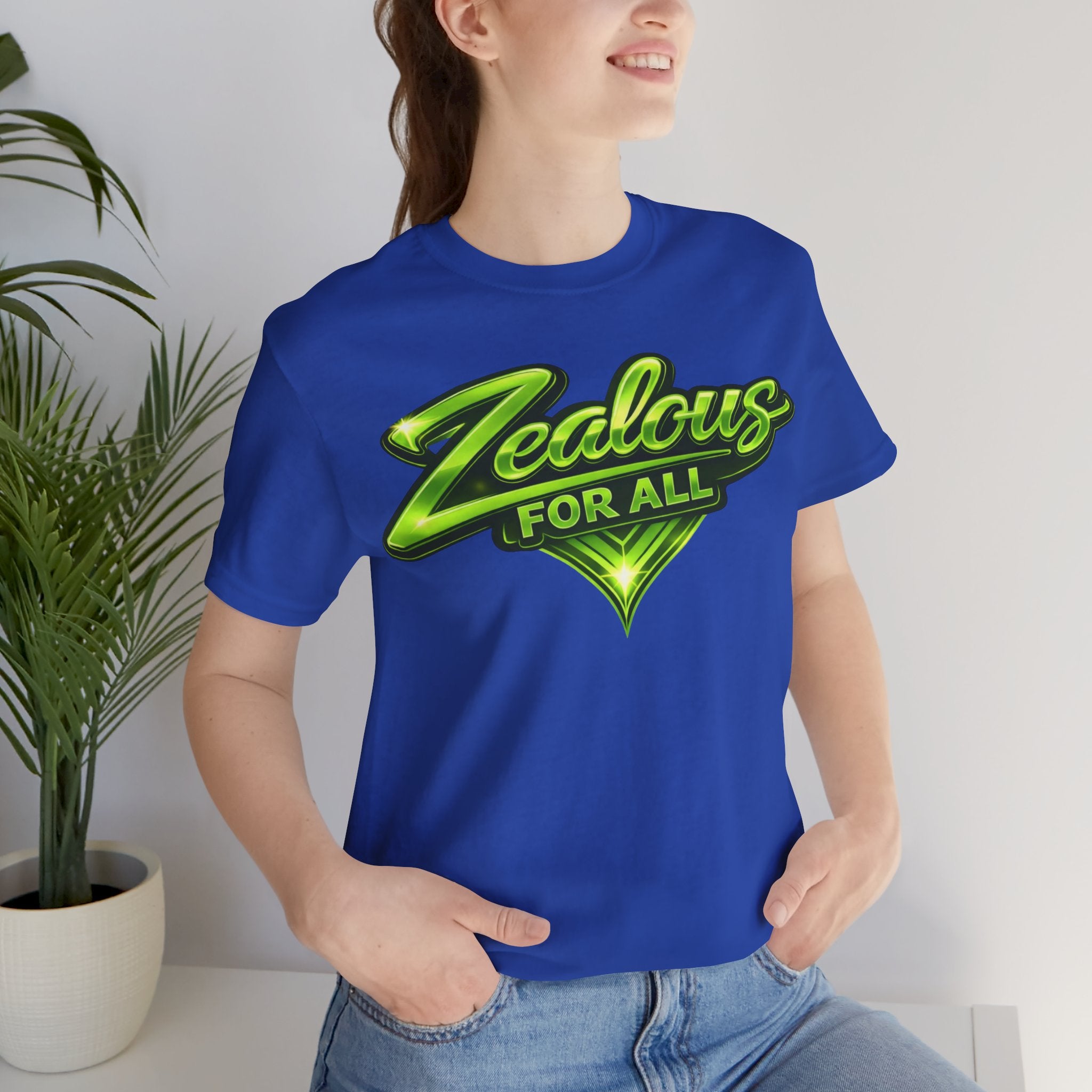 Zealous For All Graphic T-Shirt (Lime Green Logo) Printify