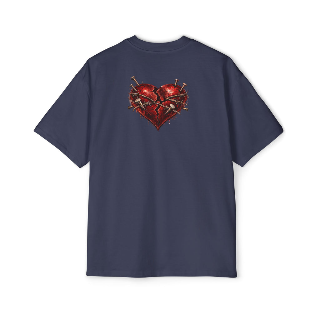 Oversized Discipline Over Emotions Graphic Tee (Front Red Heart) Printify