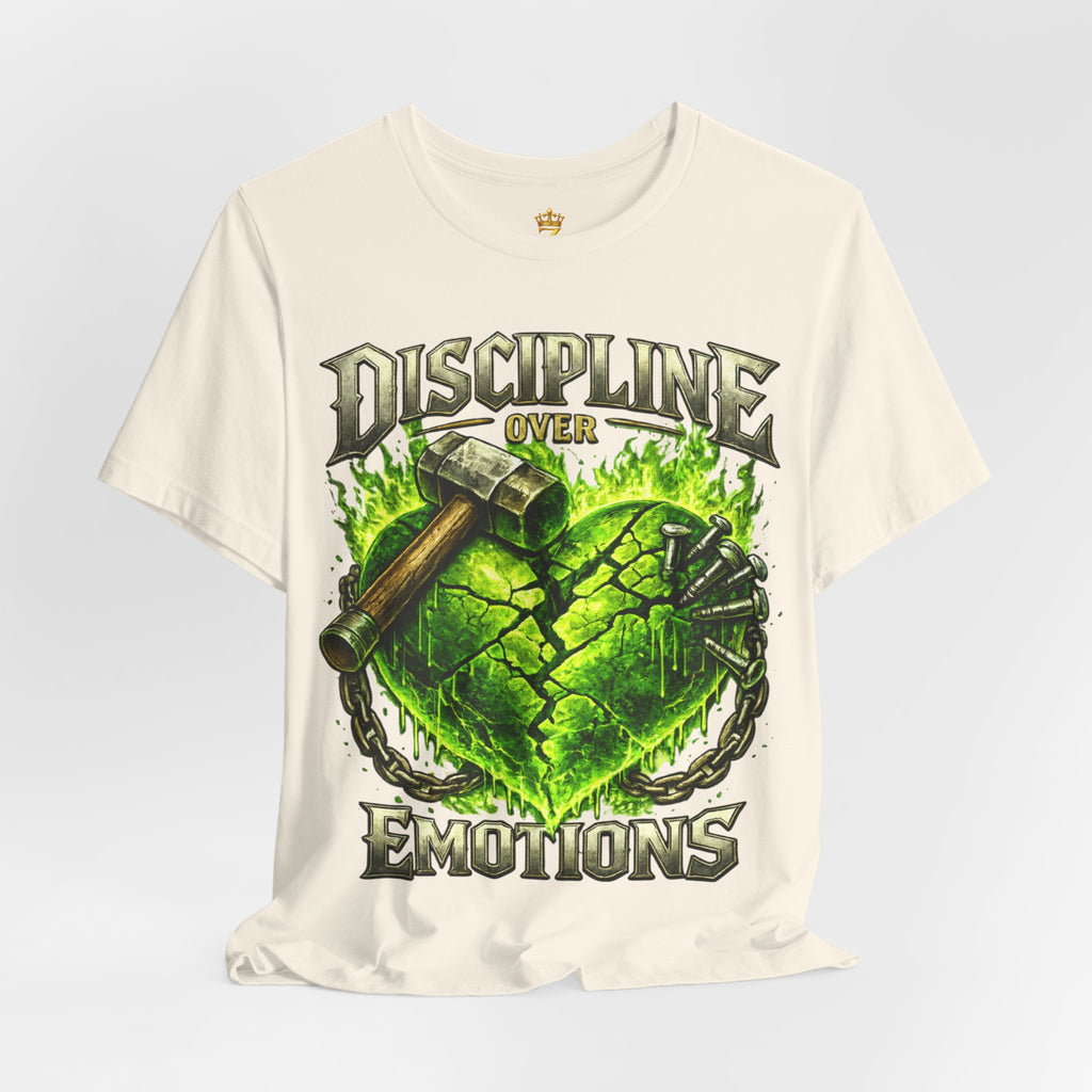 Discipline Over Emotions Premium Graphic T-Shirt (Lime Green Heart) Printify