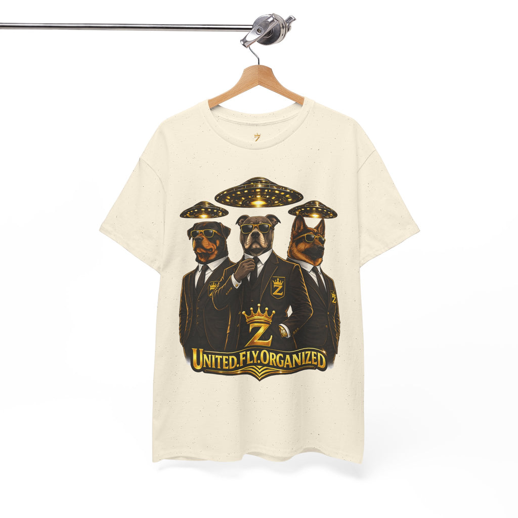 Adult "United. Fly. Organized." Graphic Tee (Gold) Printify