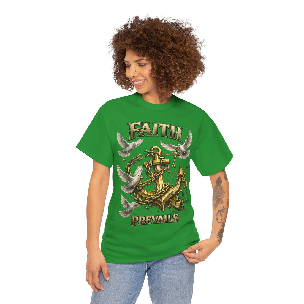 Adult Faith Prevails Anchor T-Shirt (Gold Anchor) Printify