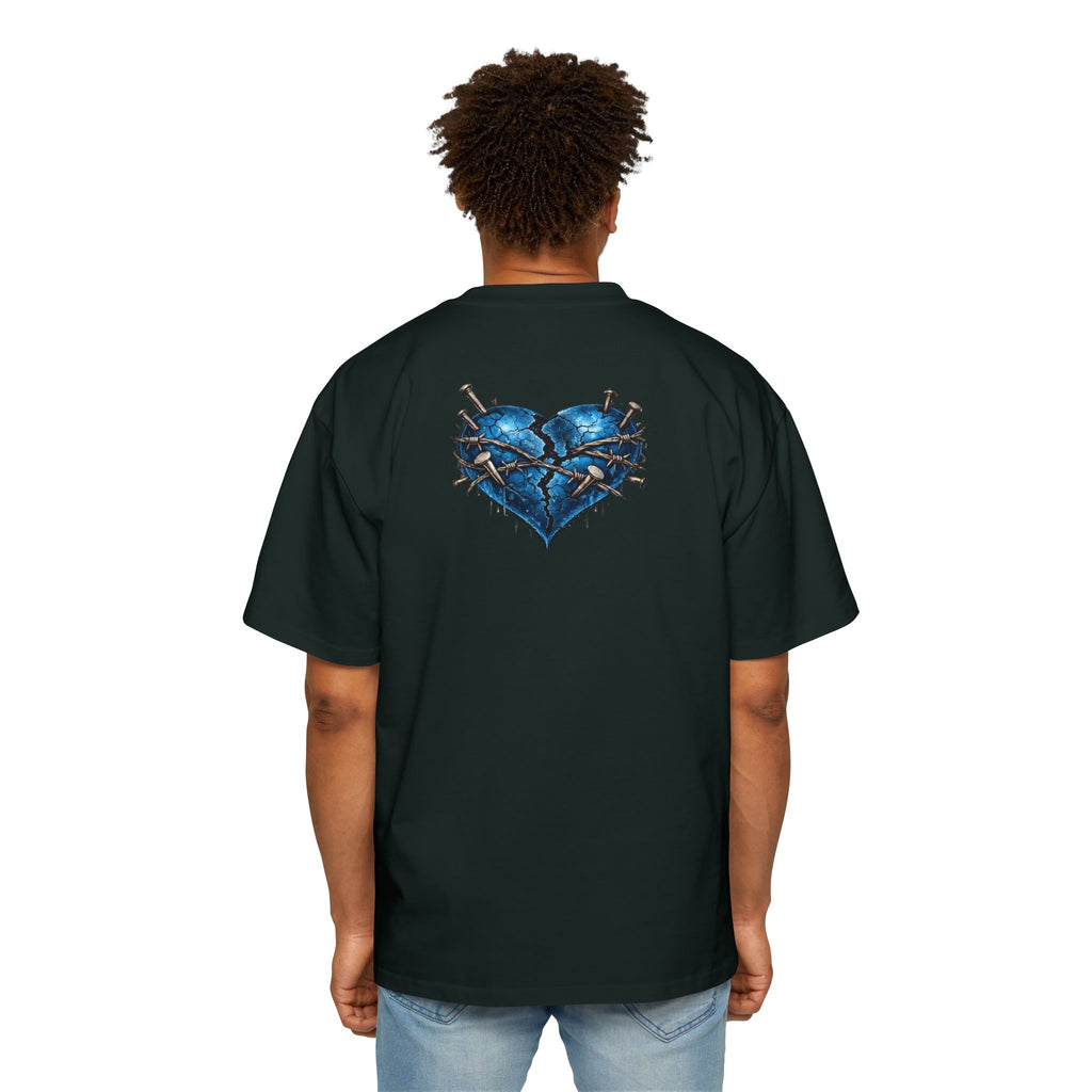 Oversized Discipline Over Emotions Graphic T-Shirt (Blue Heart) Printify