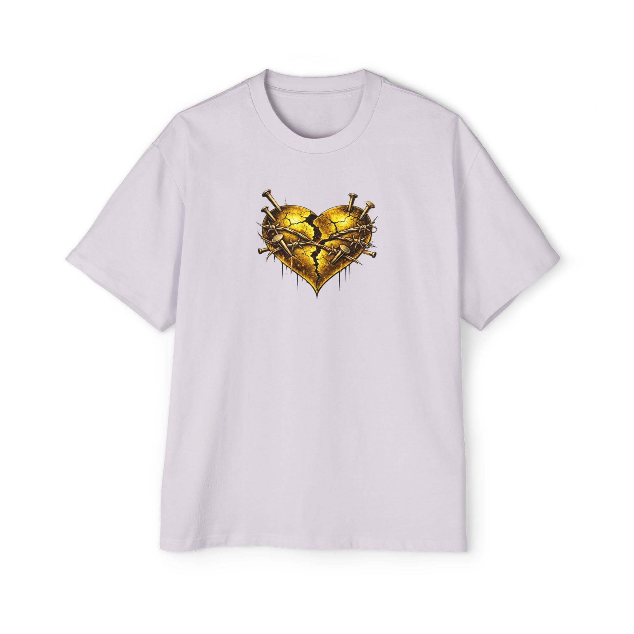 Oversized Discipline Over Emotions (Back) Graphic Tee (Gold Heart) Printify