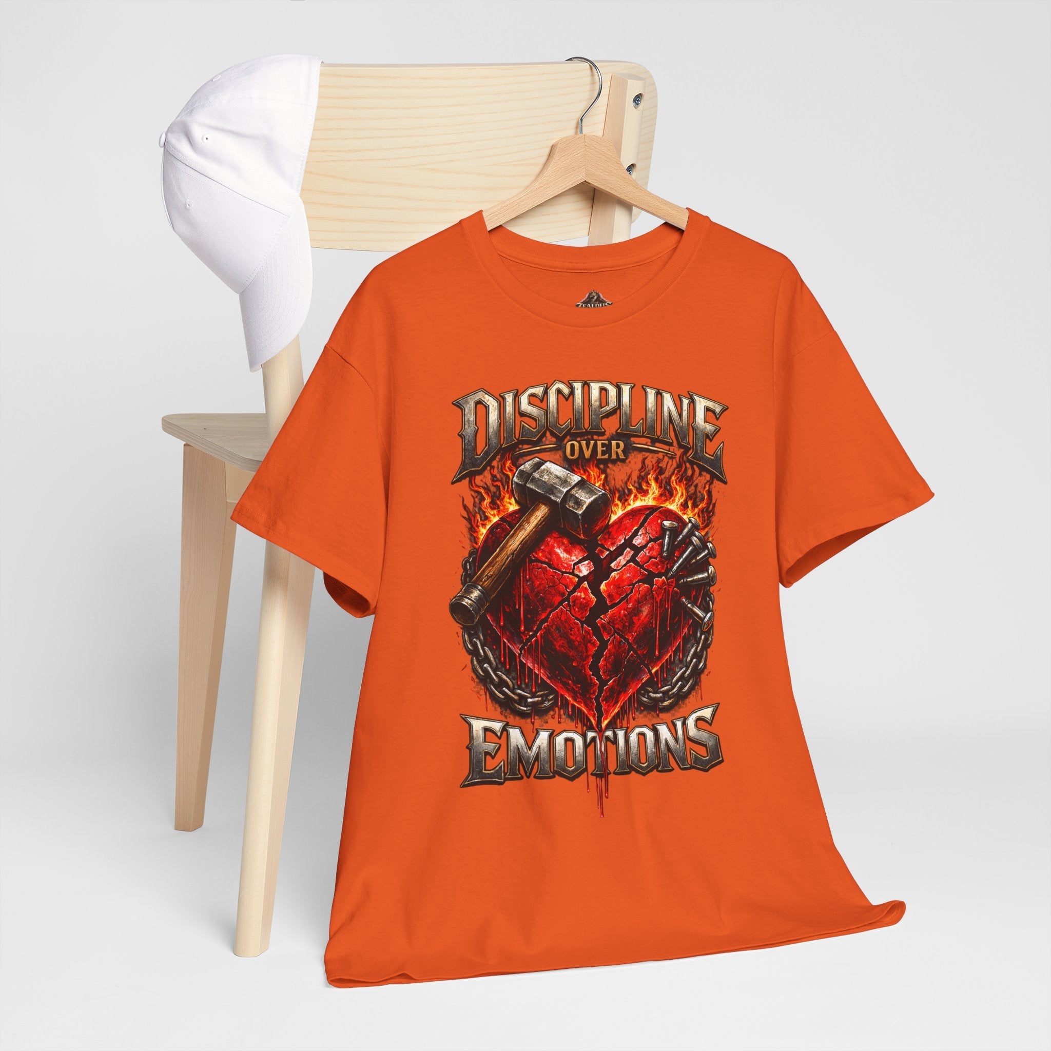Discipline Over Emotions Graphic T-Shirt (Red Heart) Printify
