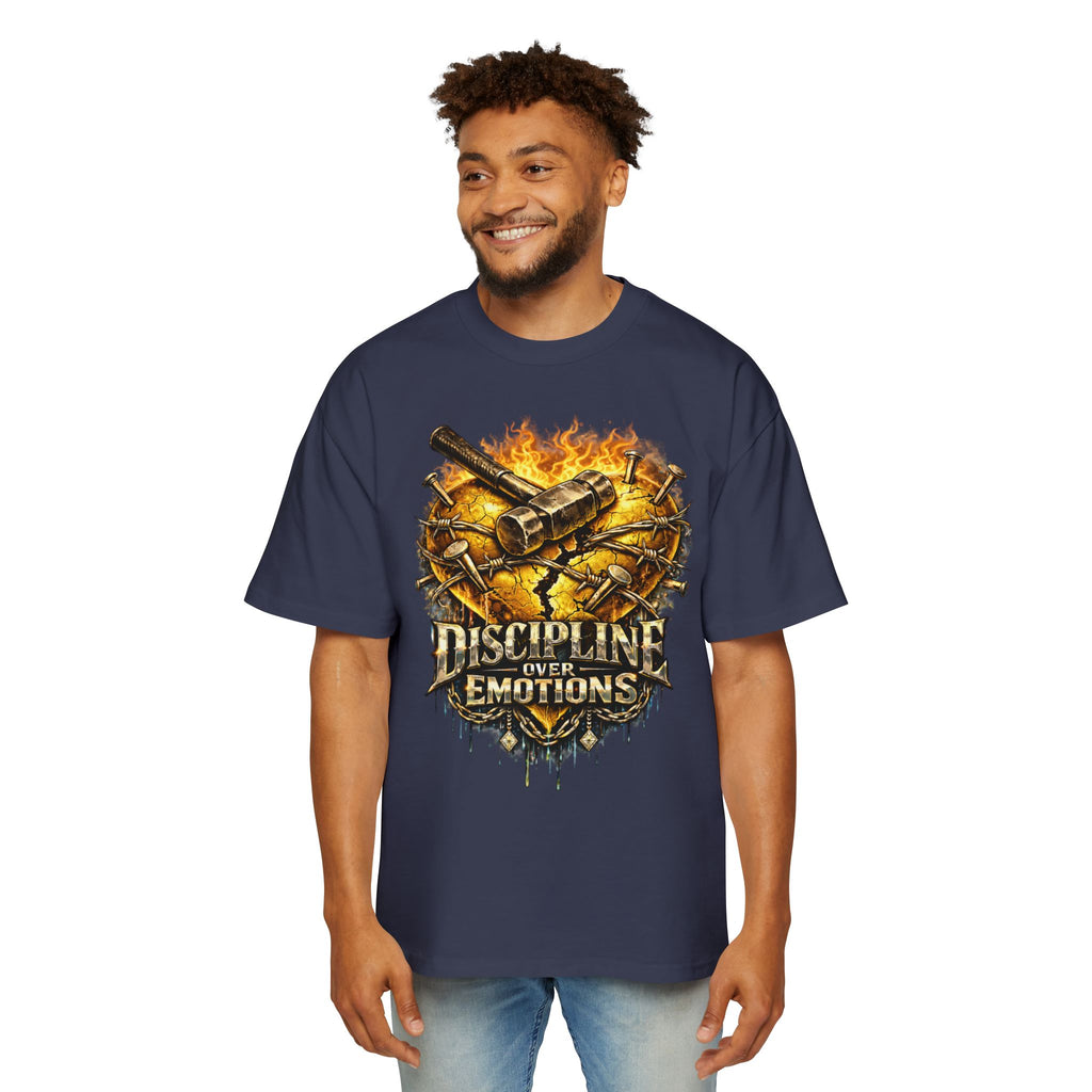 Oversized Discipline Over Emotions Graphic Tee (Gold Heart) Printify