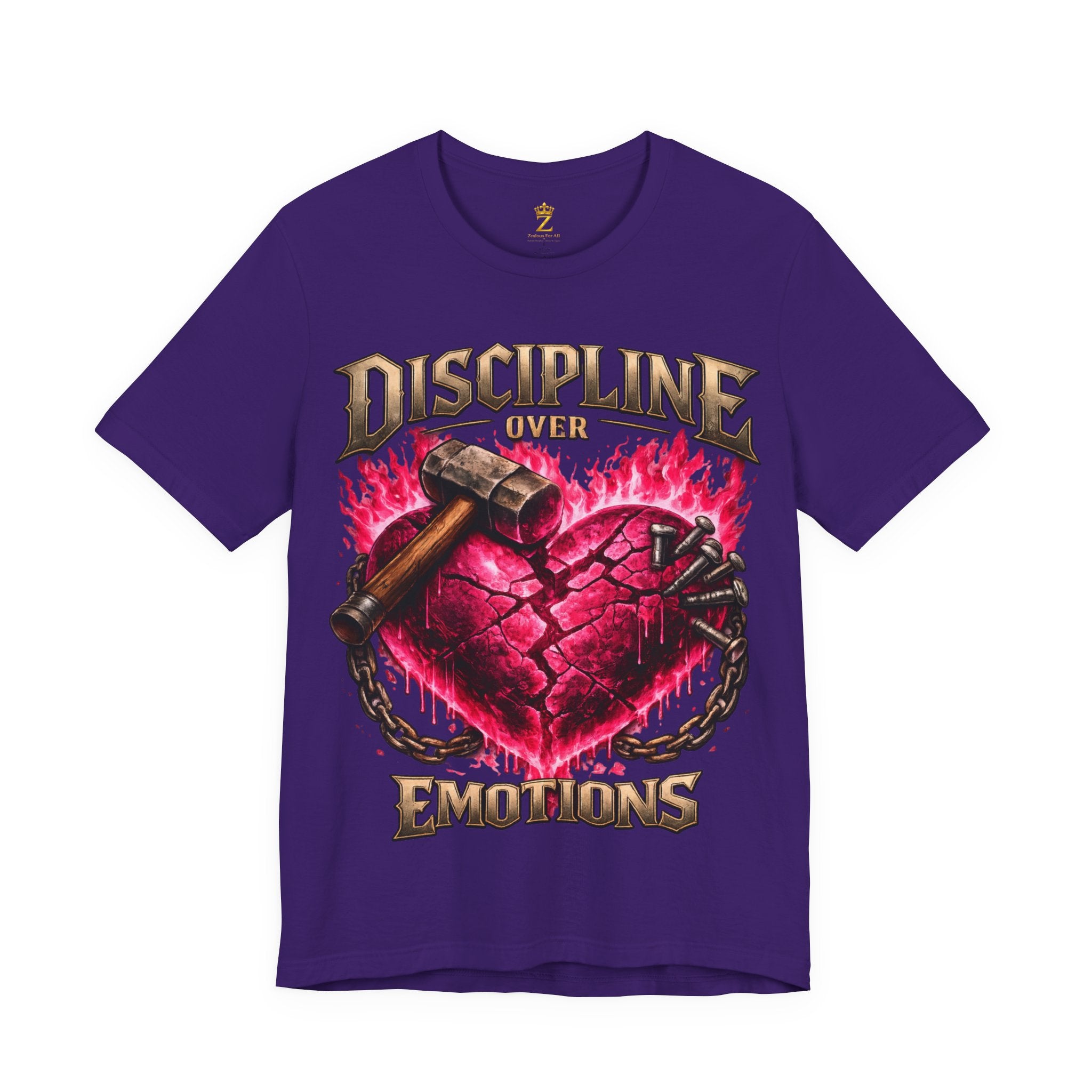 Discipline Over Emotions Premium Graphic T-Shirt (Hot Pink Heart) Printify