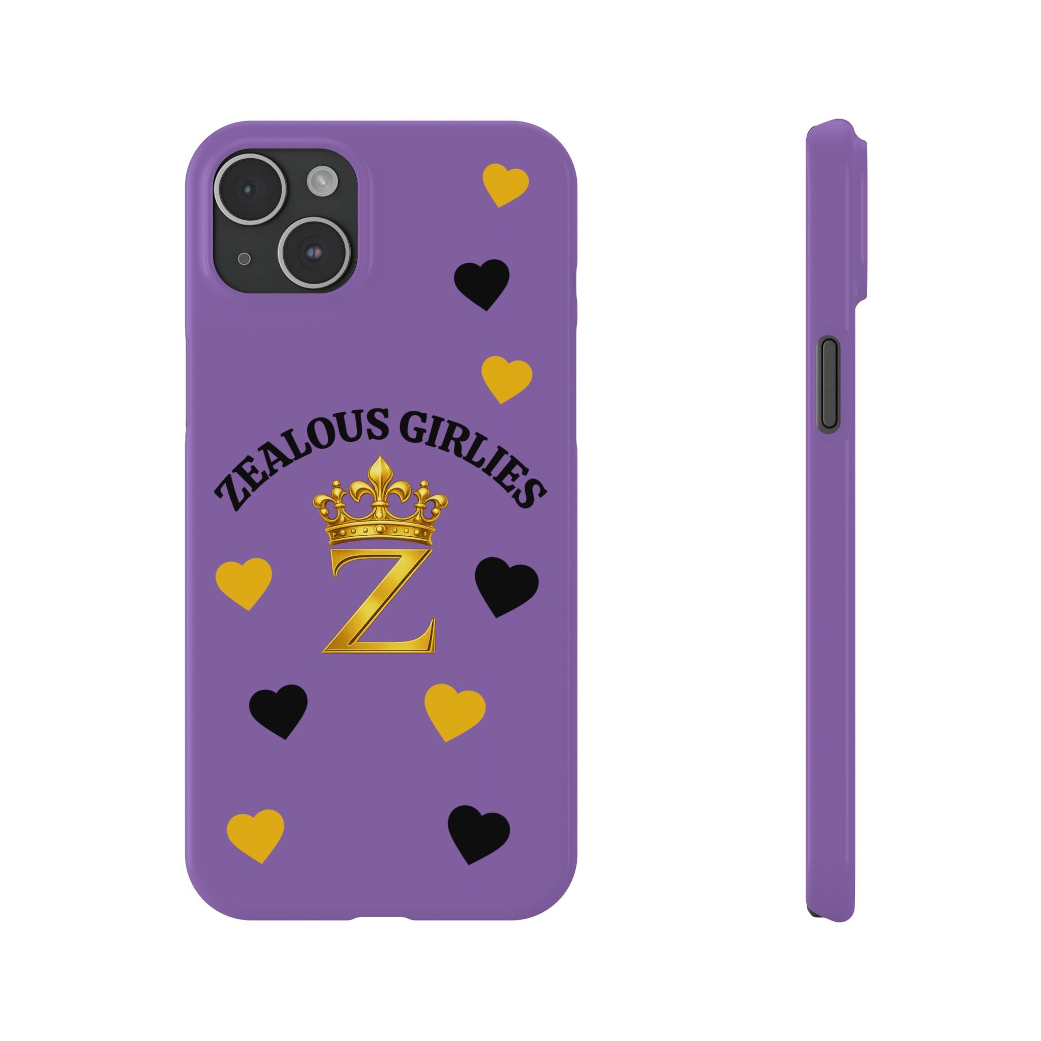 Zealous Girlies 'Z' Crown Slim Phone Case — Purple & Gold Heart Design Printify