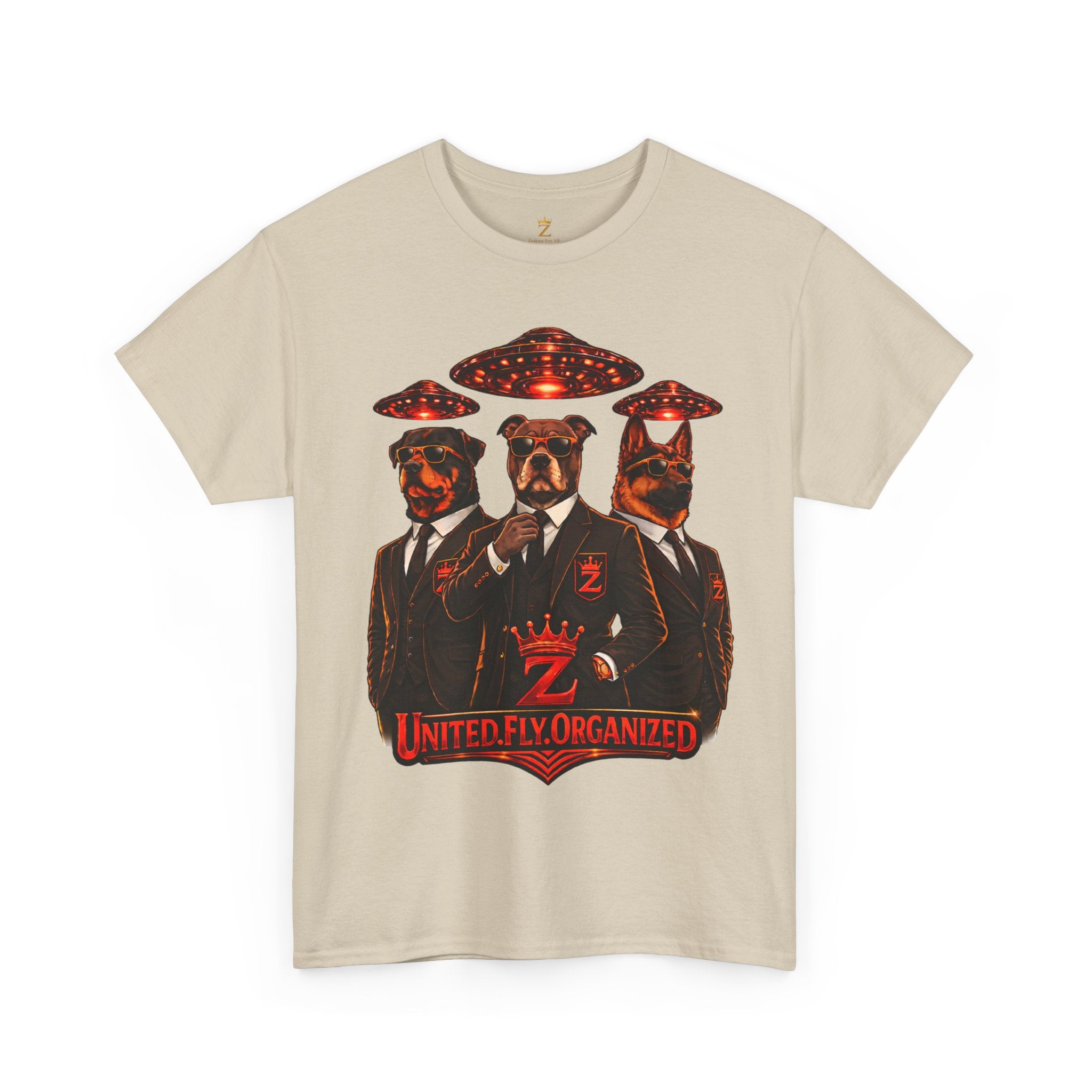 Adult "United. Fly. Organized." Graphic Tee (Red) Printify