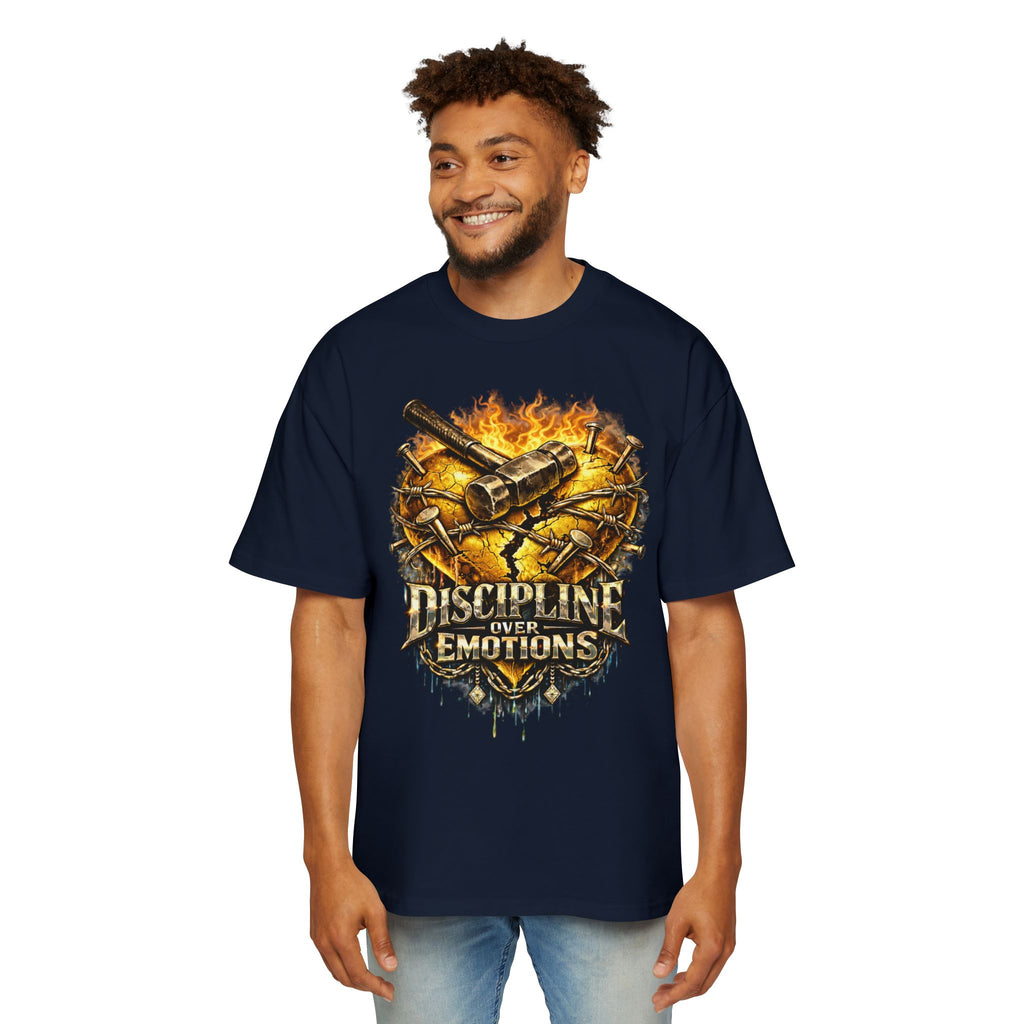 Oversized Discipline Over Emotions Graphic Tee (Gold Heart) Printify
