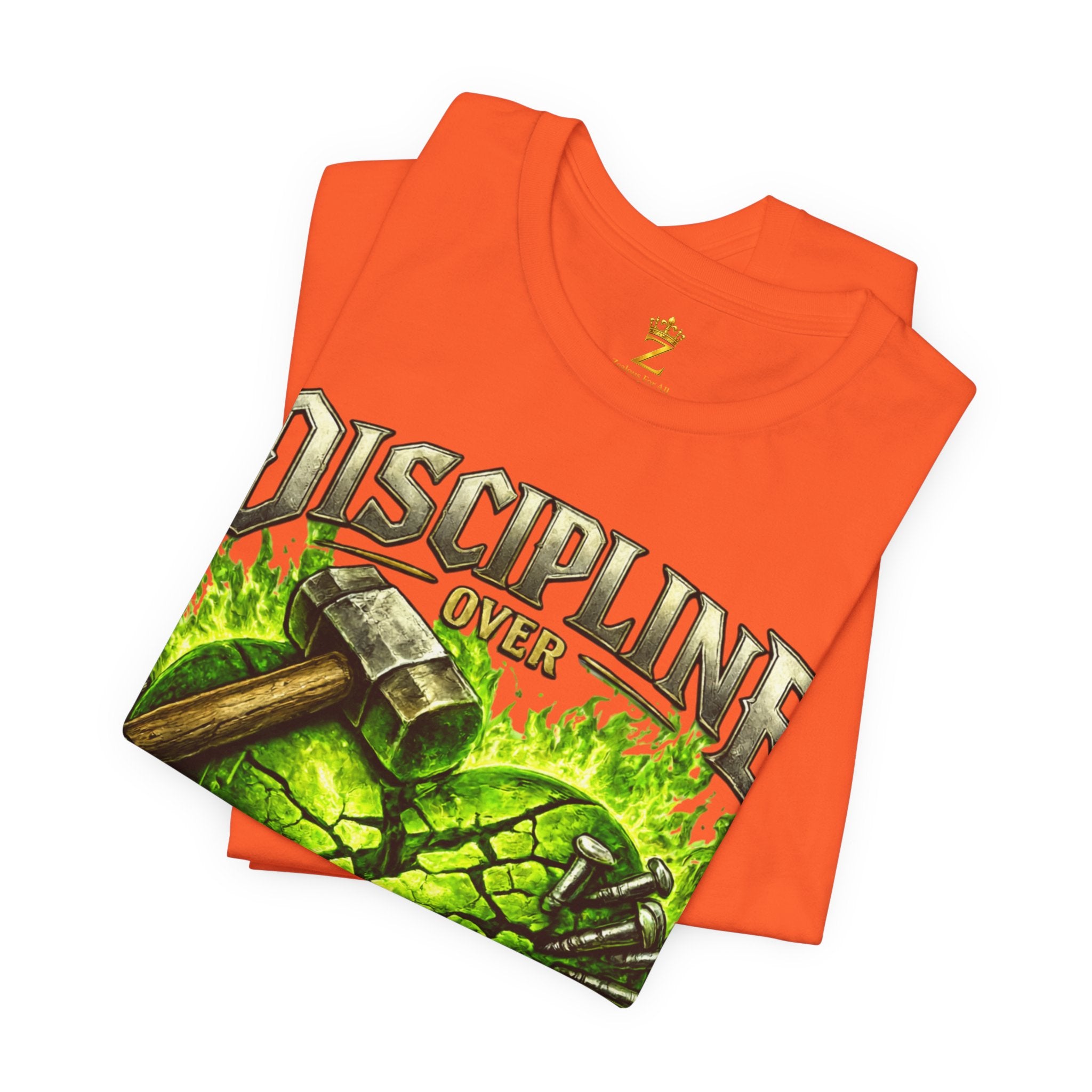 Discipline Over Emotions Premium Graphic T-Shirt (Lime Green Heart) Printify