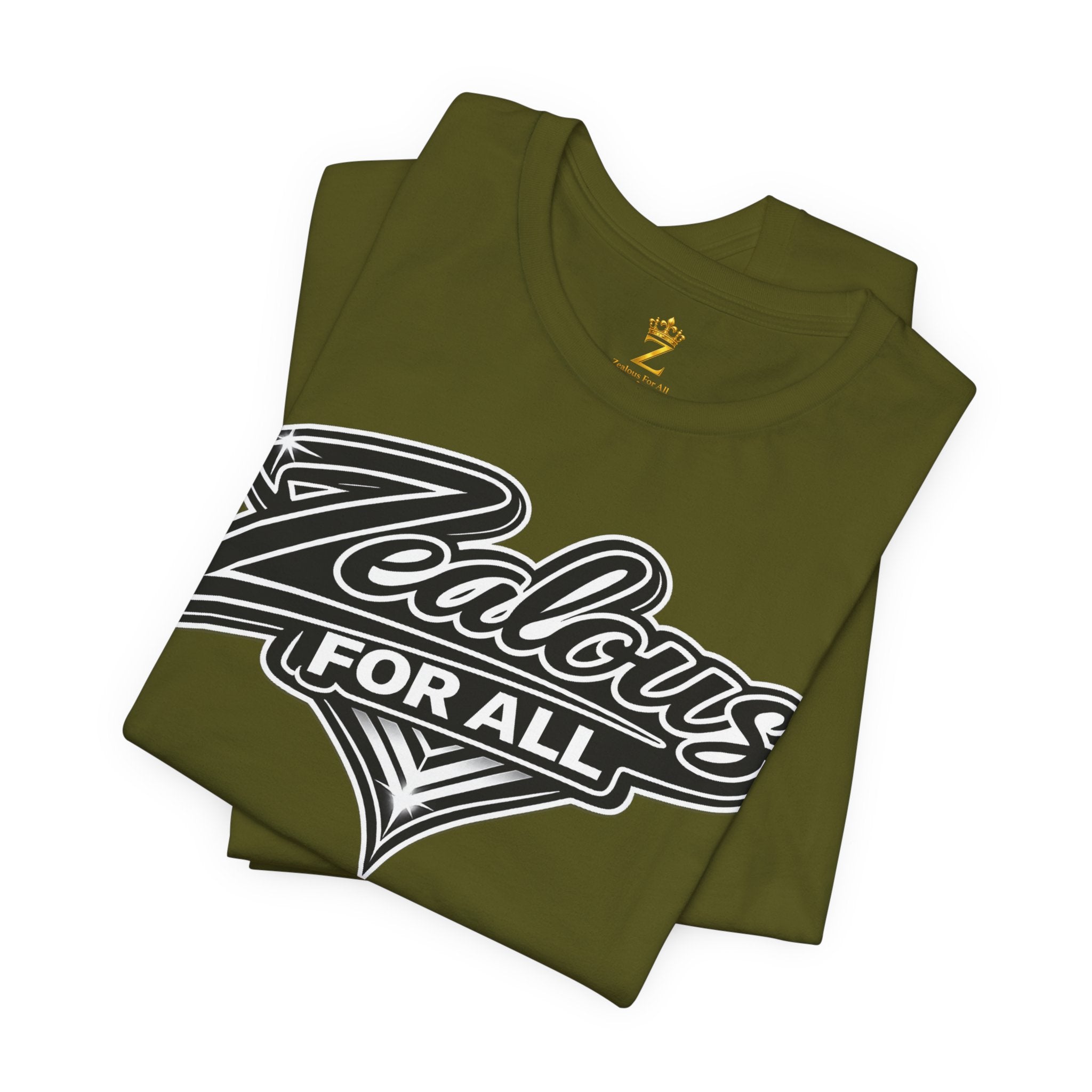 Zealous For All Graphic T-Shirt (Black Logo) Printify