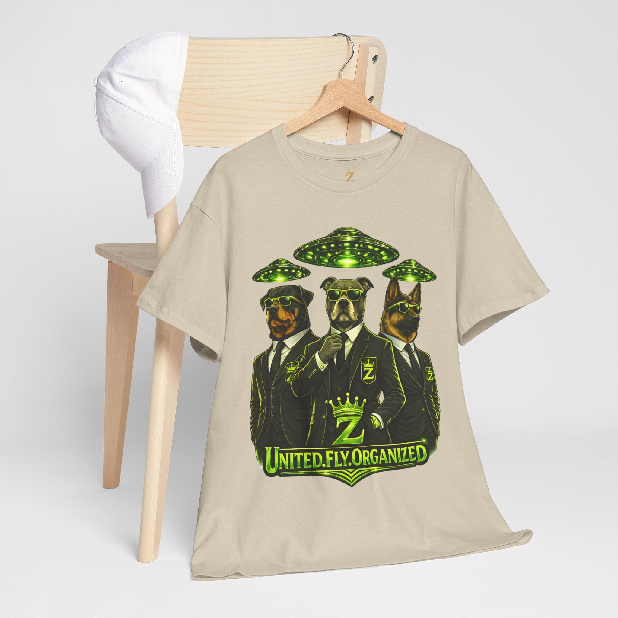 Adult "United. Fly. Organized." Graphic Tee (Lime Green) Printify