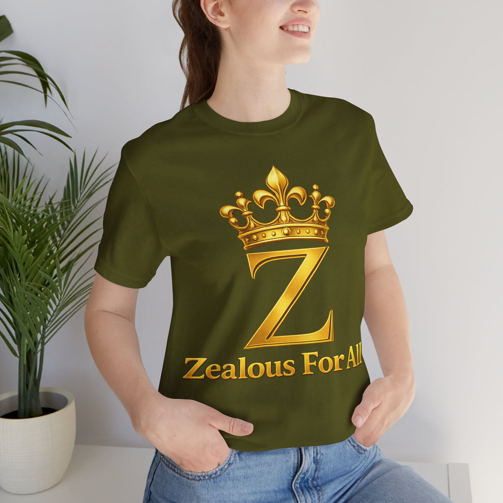 Unisex Zealous For All T-Shirt (Gold Logo) Printify