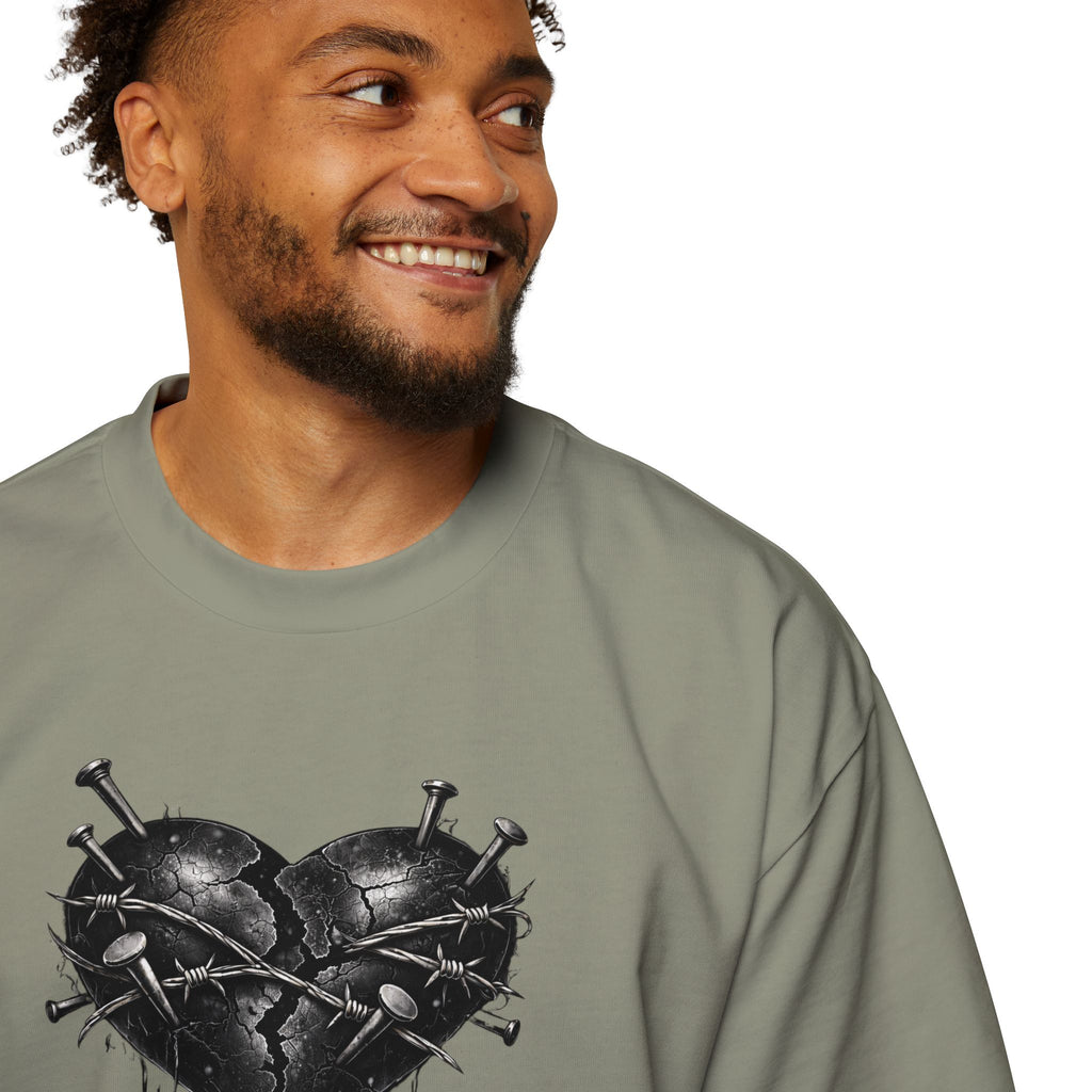 Oversized Discipline Over Emotions (Back) Graphic Tee (Black Heart) Printify