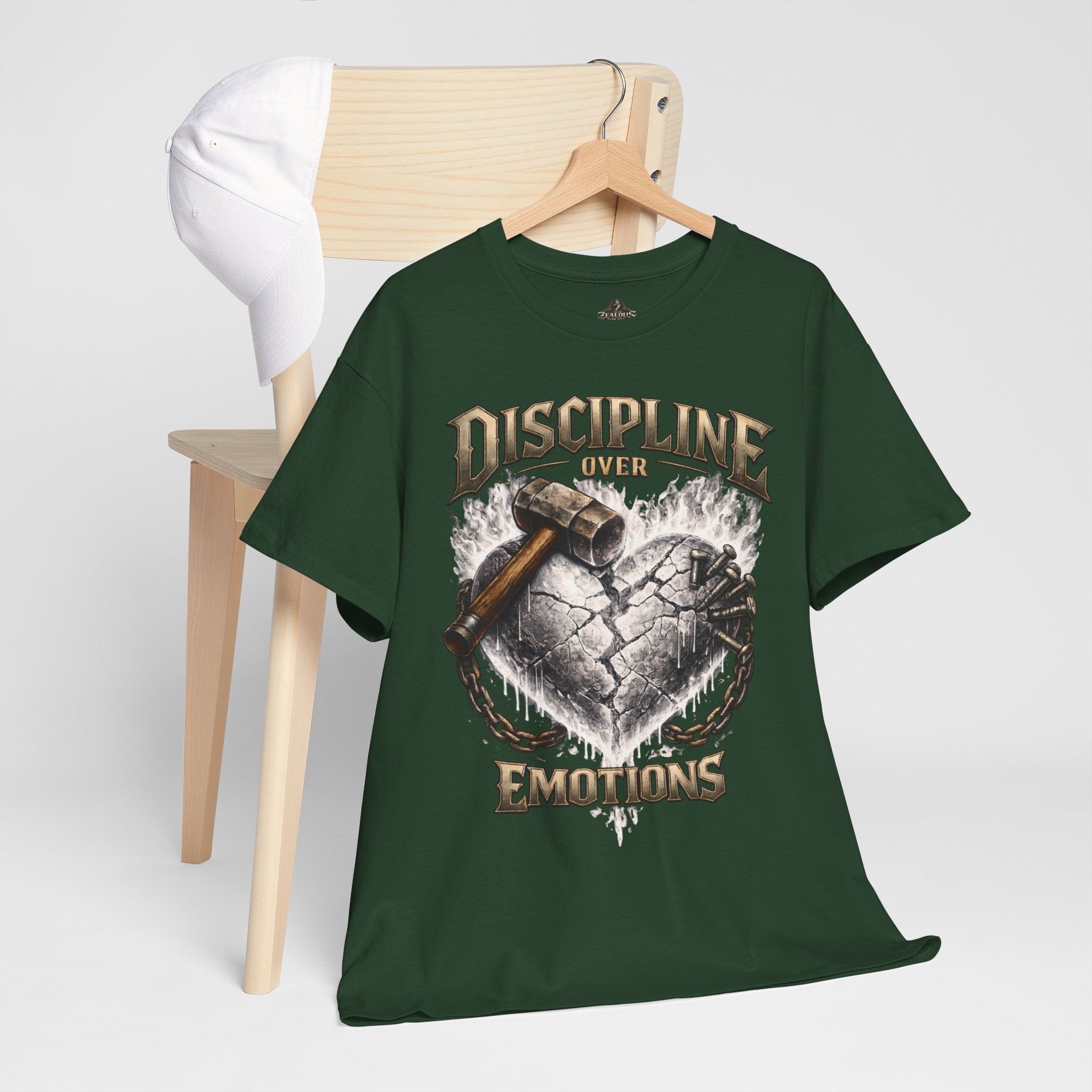 Adult Discipline Over Emotions Graphic T-Shirt (White Heart)