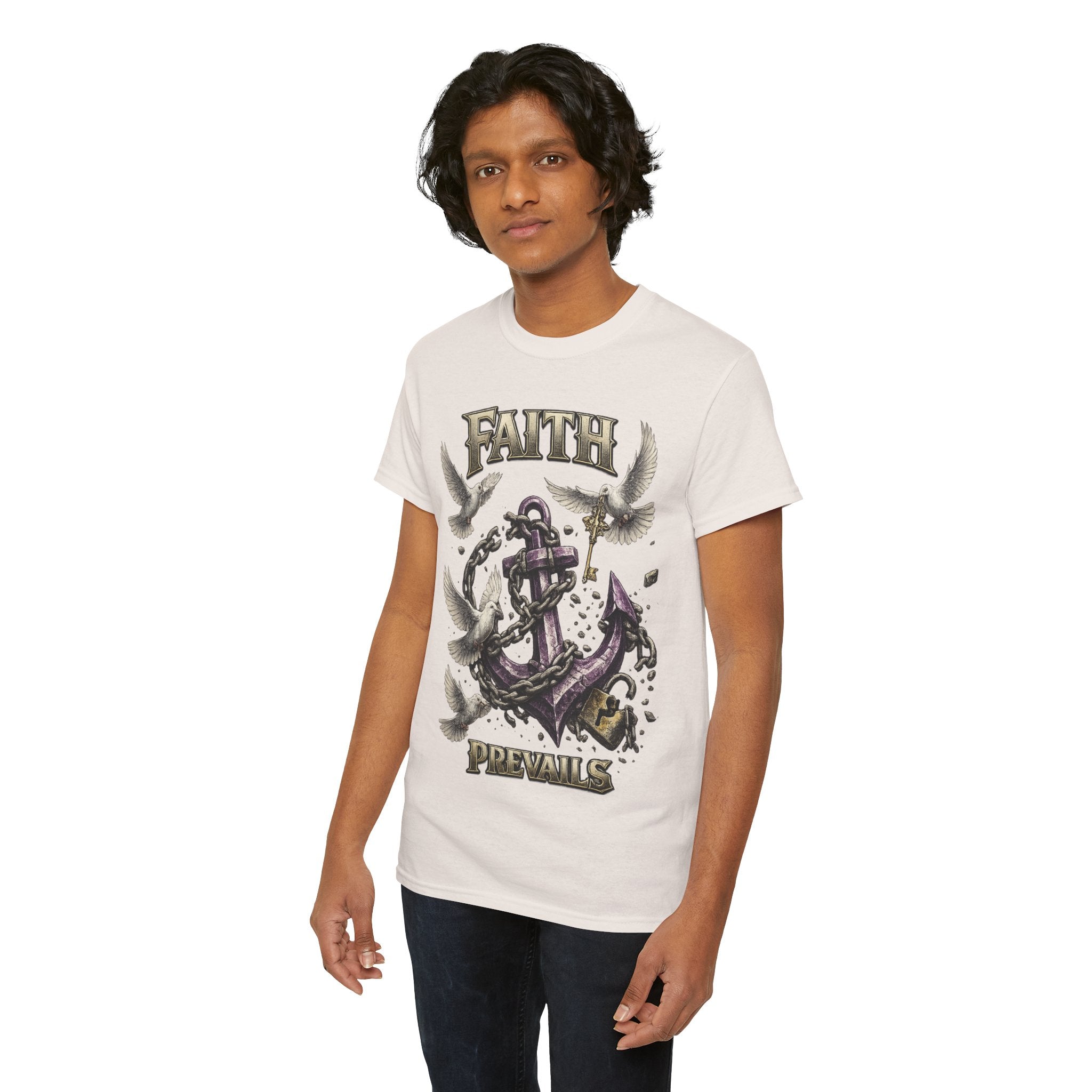 Adult Faith Prevails T‑Shirt (Purple Anchor) Printify