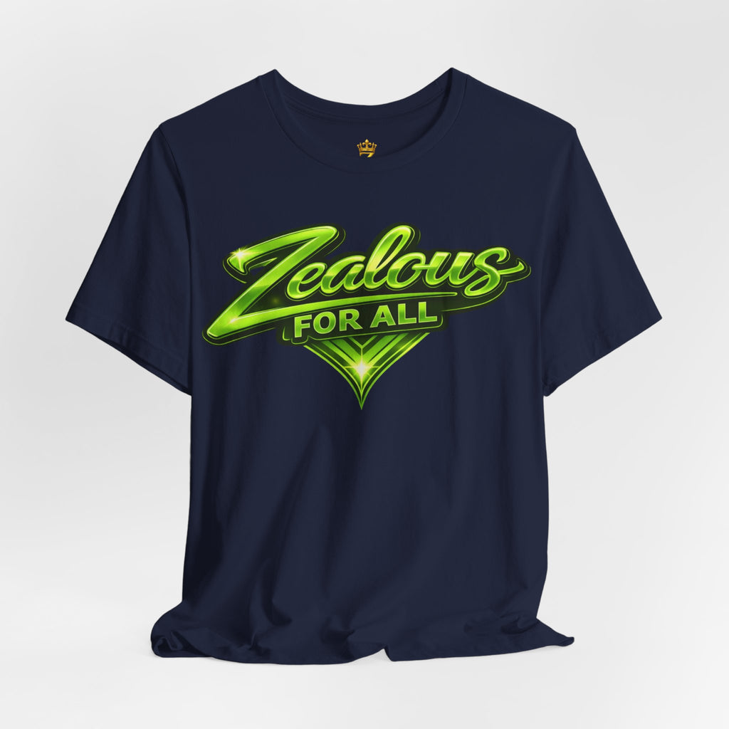 Zealous For All Graphic T-Shirt (Lime Green Logo) Printify