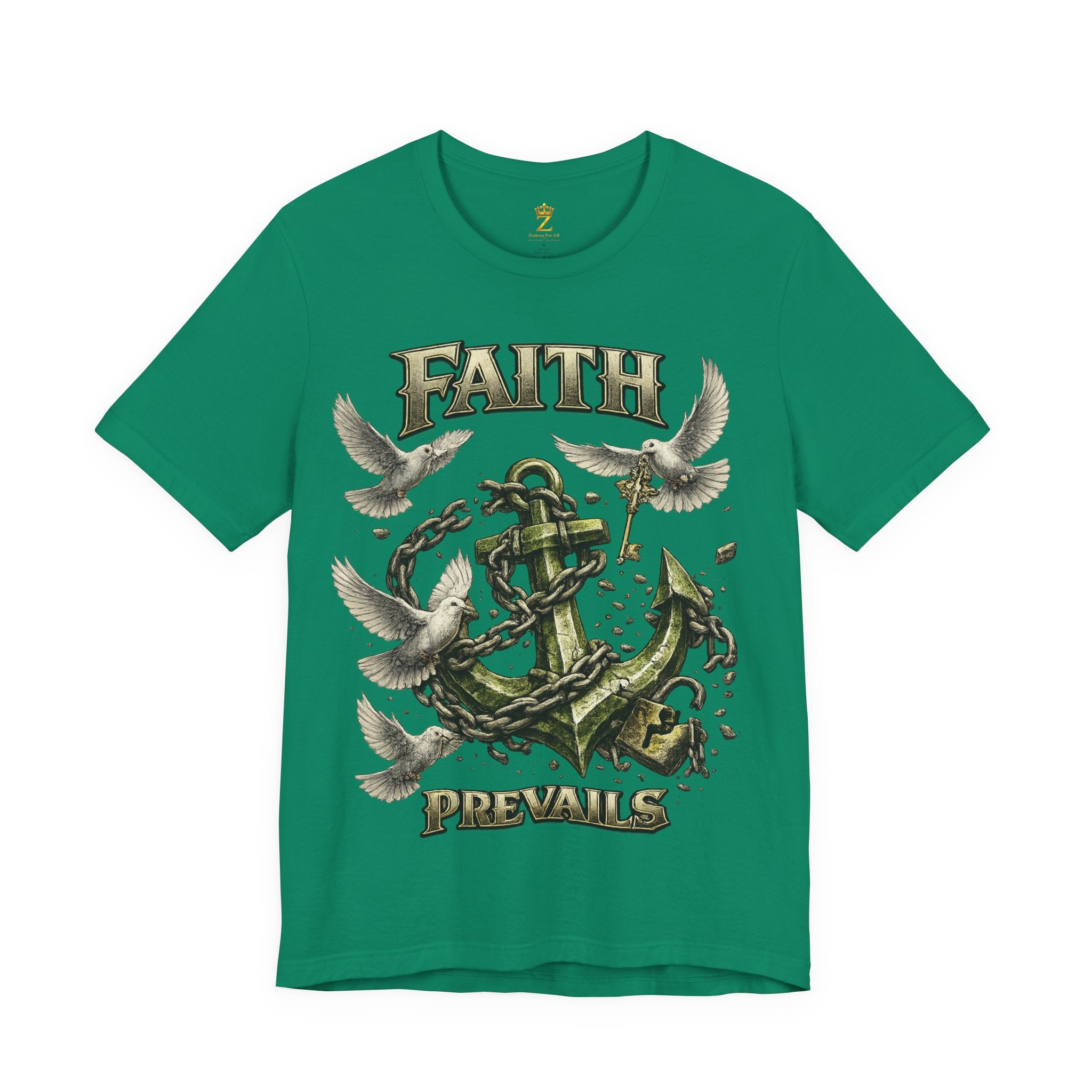 Faith Prevails T‑Shirt (Green Anchor) Printify