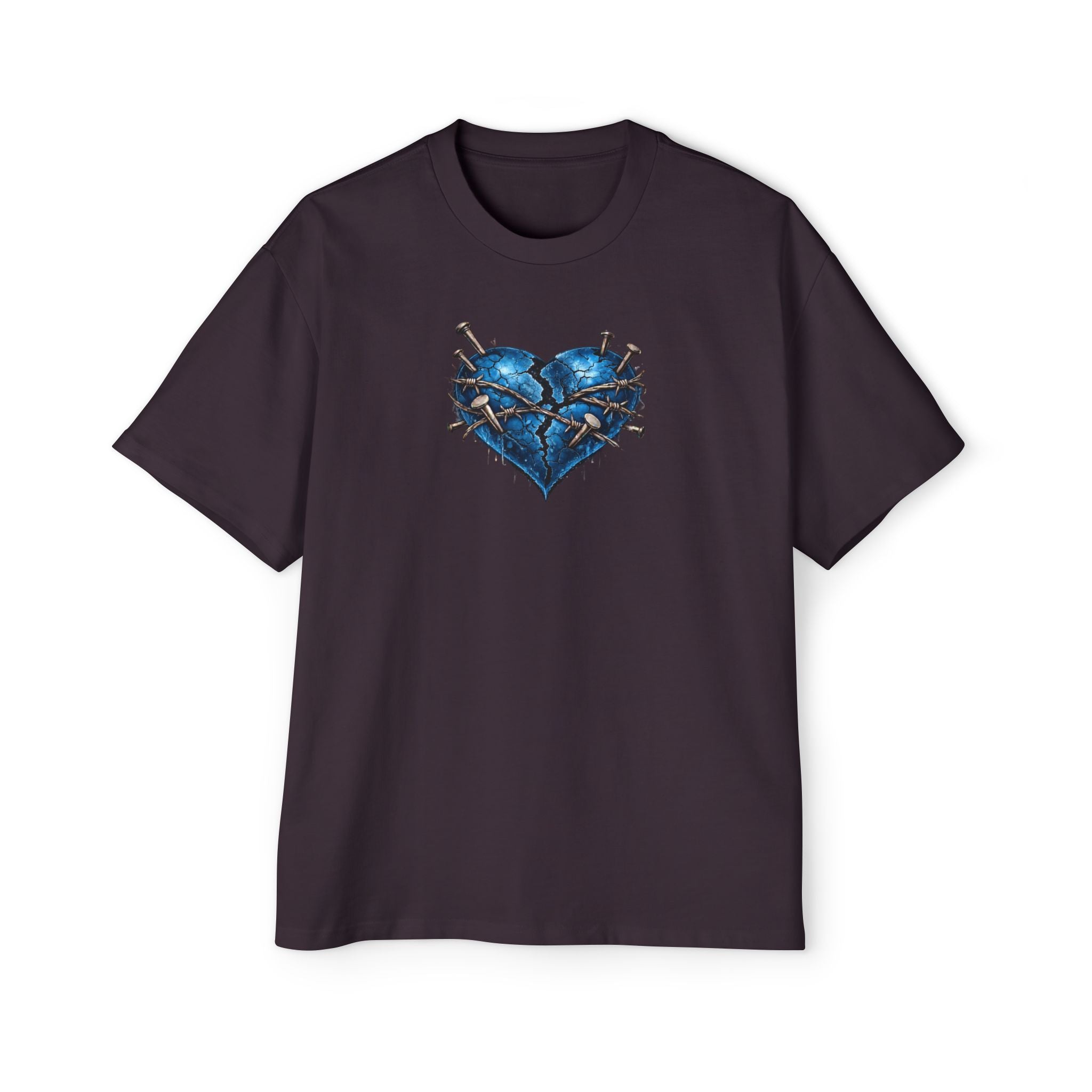 Oversized Discipline Over Emotions (Back) Graphic Tee (Blue Heart) Printify