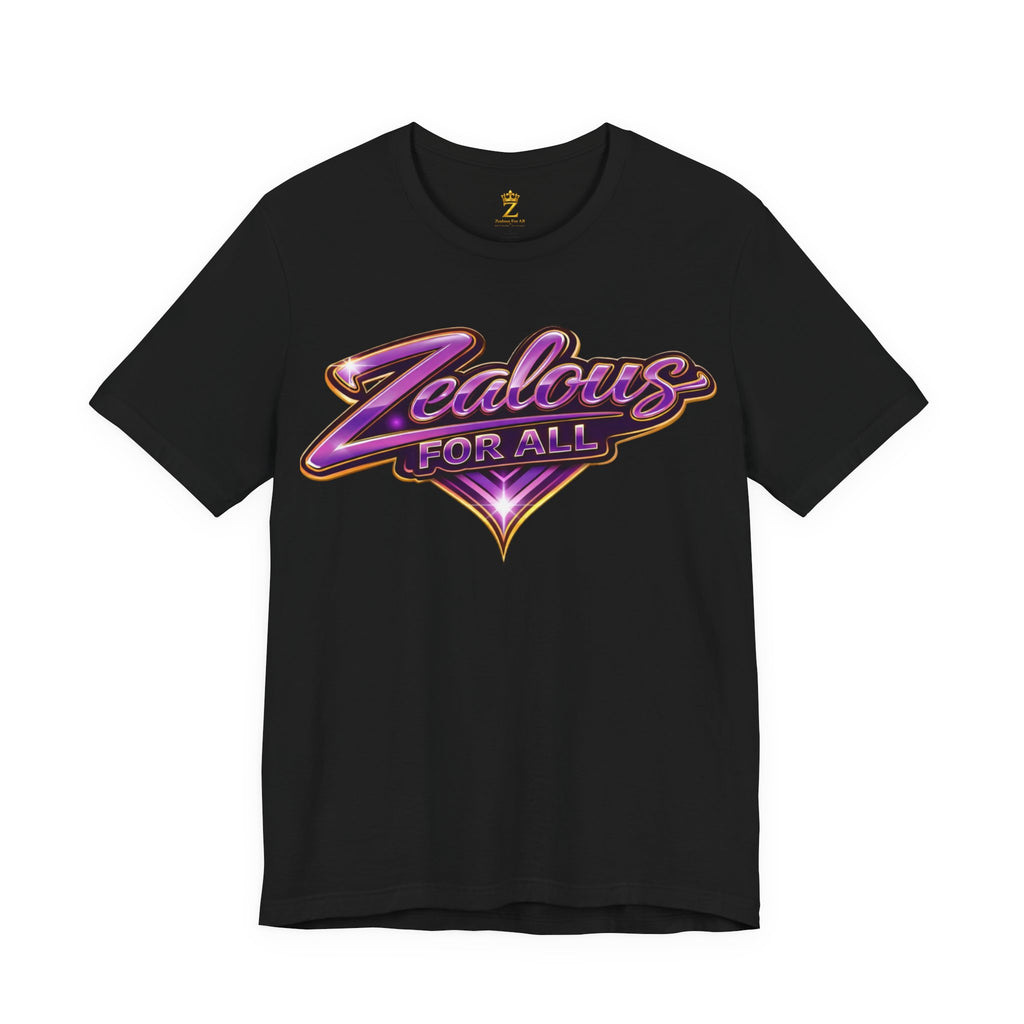 CUSTOM Zealous For All Graphic T-Shirt (Purple & Gold Trim Logo)