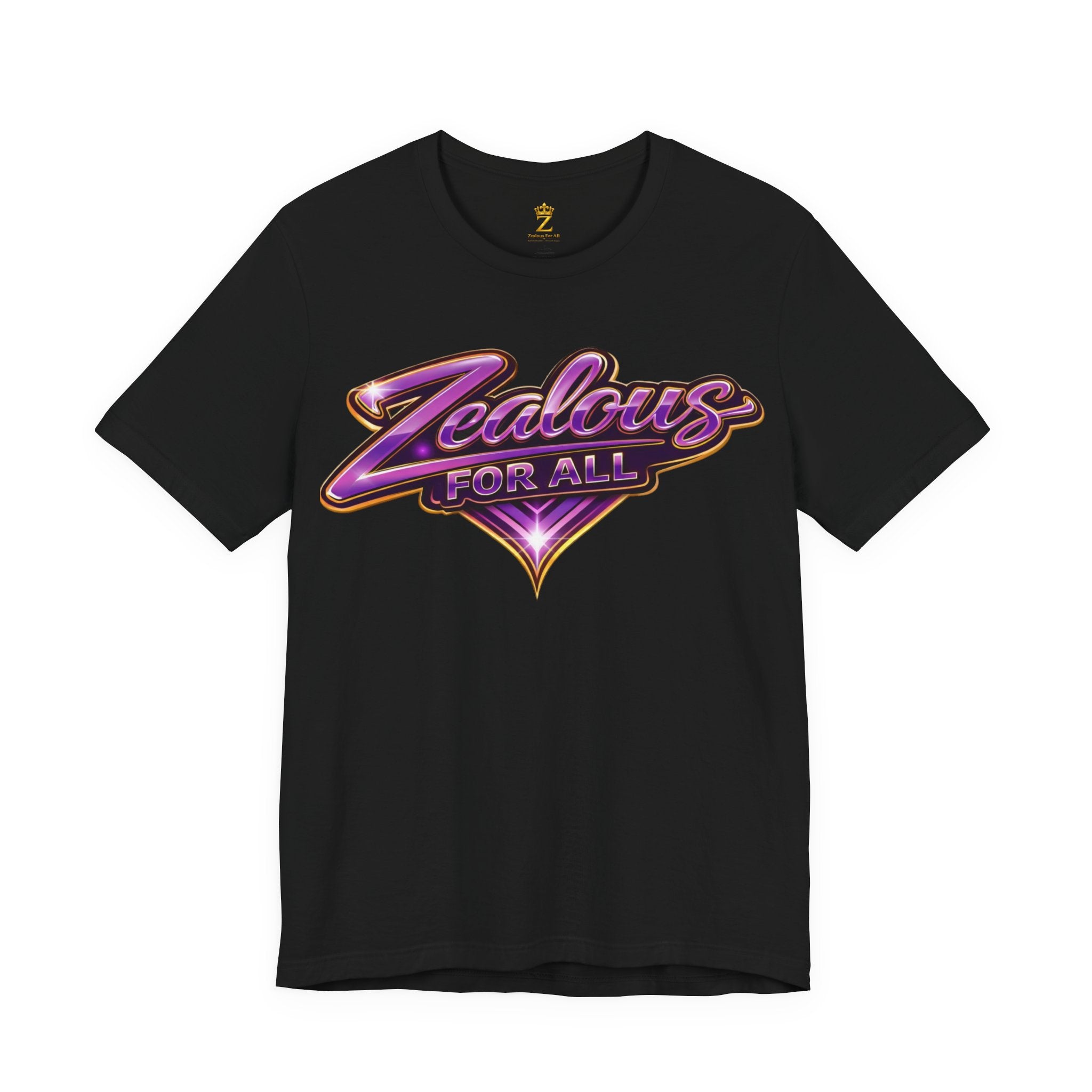 CUSTOM Zealous For All Graphic T-Shirt (Purple & Gold Trim Logo)