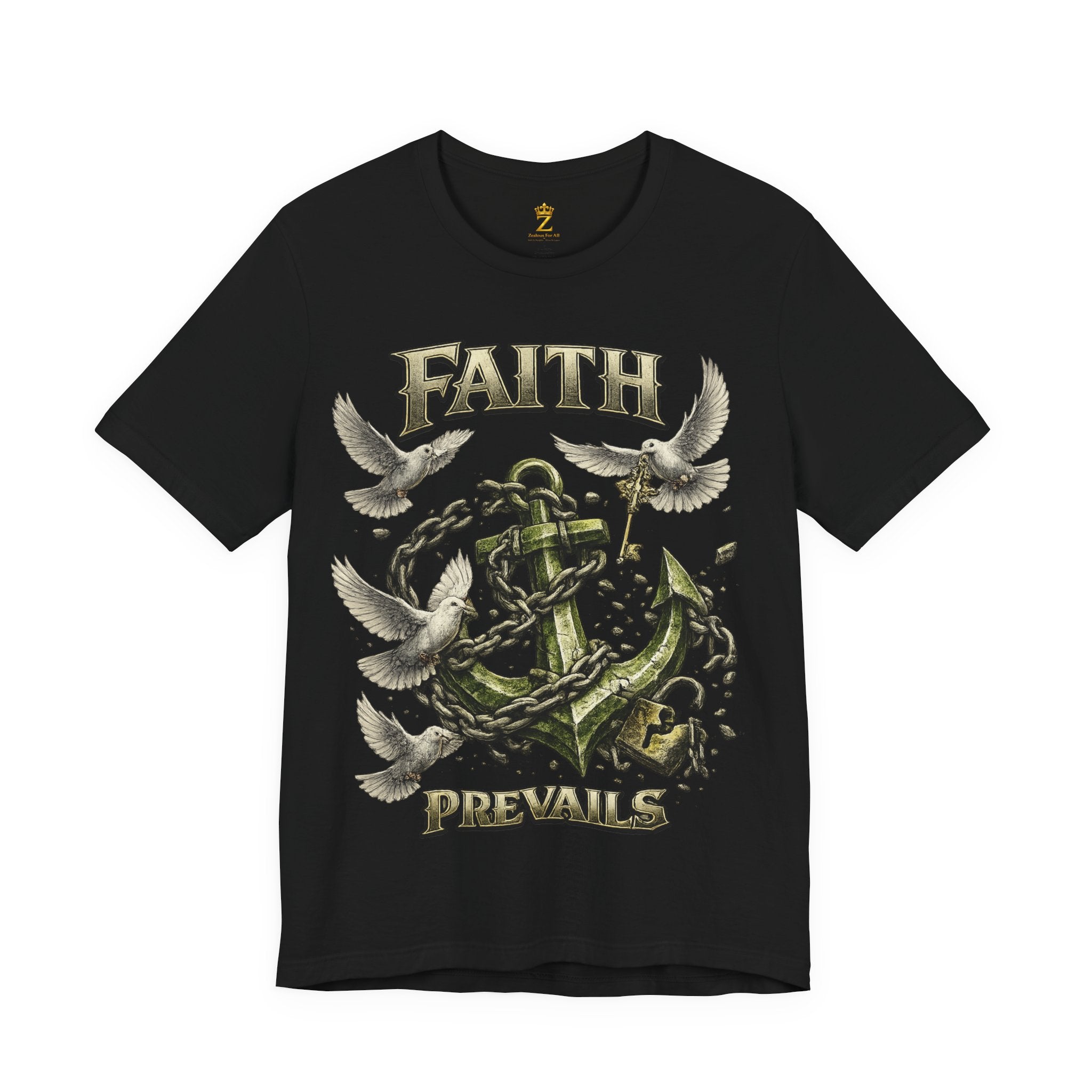 Faith Prevails T‑Shirt (Green Anchor) Printify