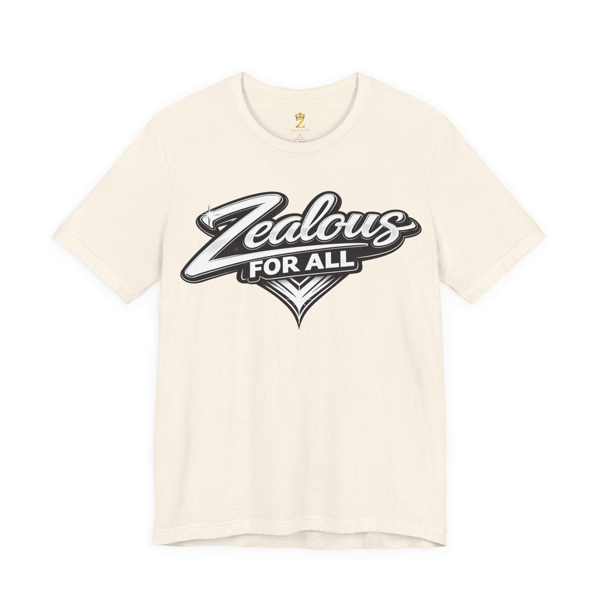 Zealous For All Graphic T-Shirt (White Logo) Printify