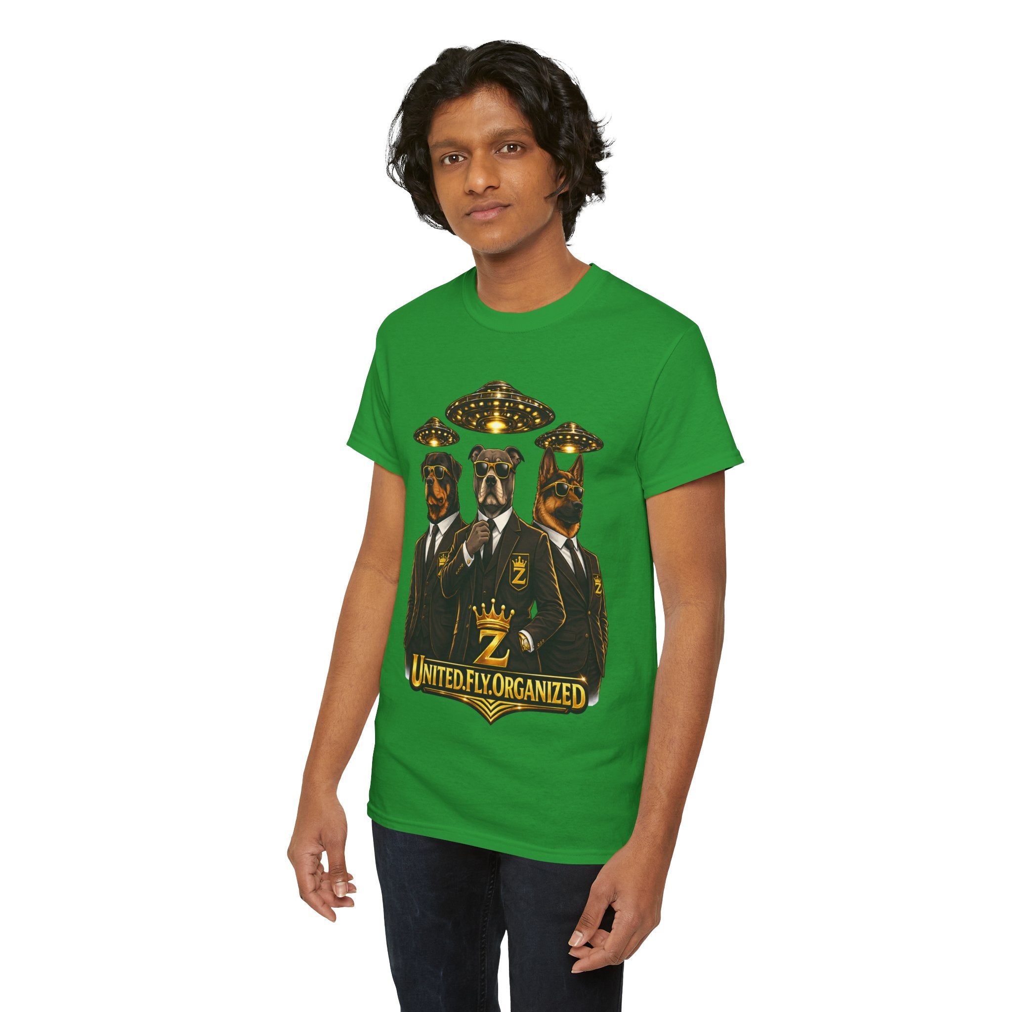 Adult "United. Fly. Organized." Graphic Tee (Gold) Printify