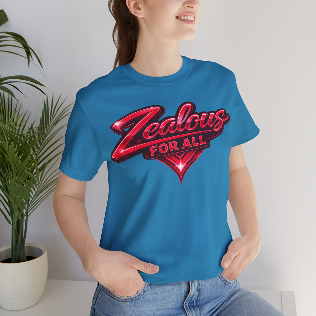 Zealous For All Graphic T-Shirt (Red Logo) Printify