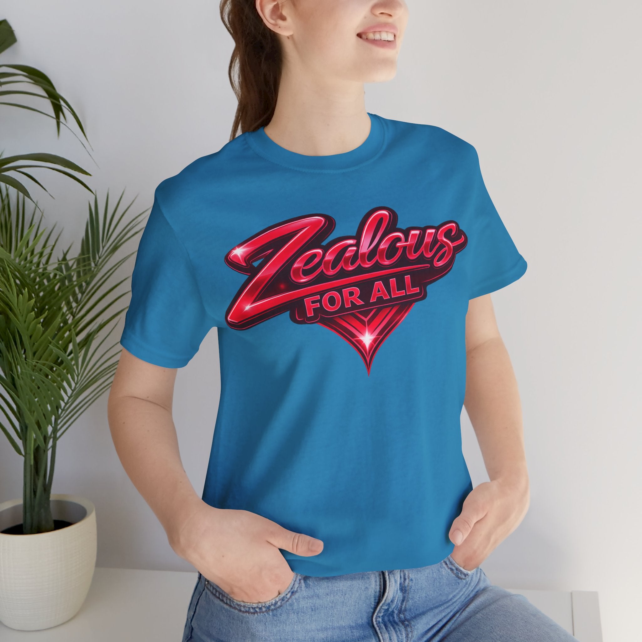 Zealous For All Graphic T-Shirt (Red Logo) Printify