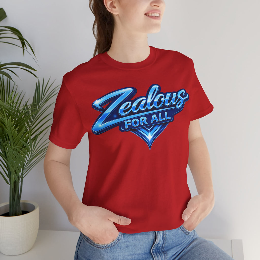 Zealous For All Graphic T-Shirt (Blue Logo) Printify